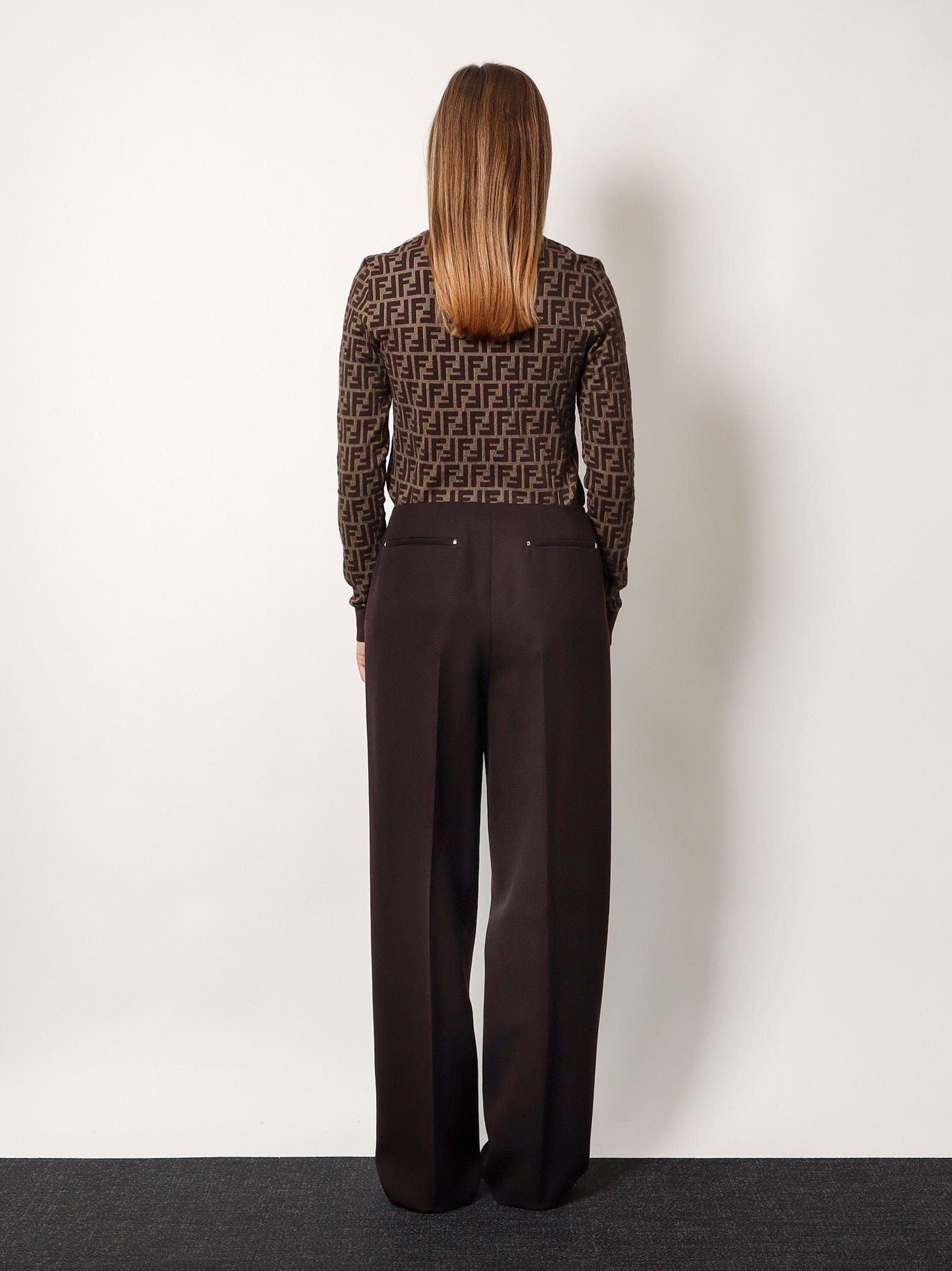 Fendi Virgin wool trousers with metal ff details