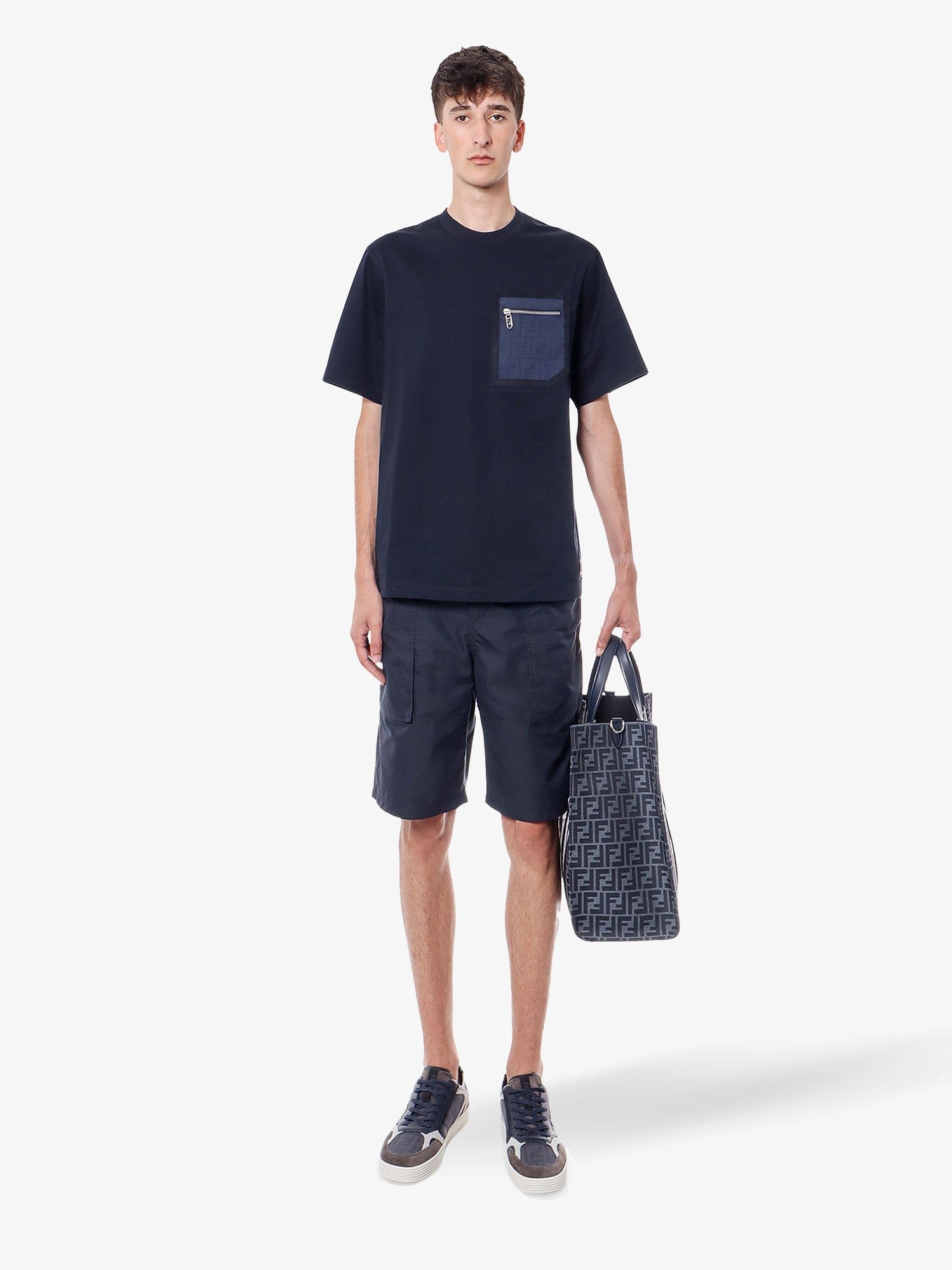Fendi Cotton blend bermuda shorts with FF detail