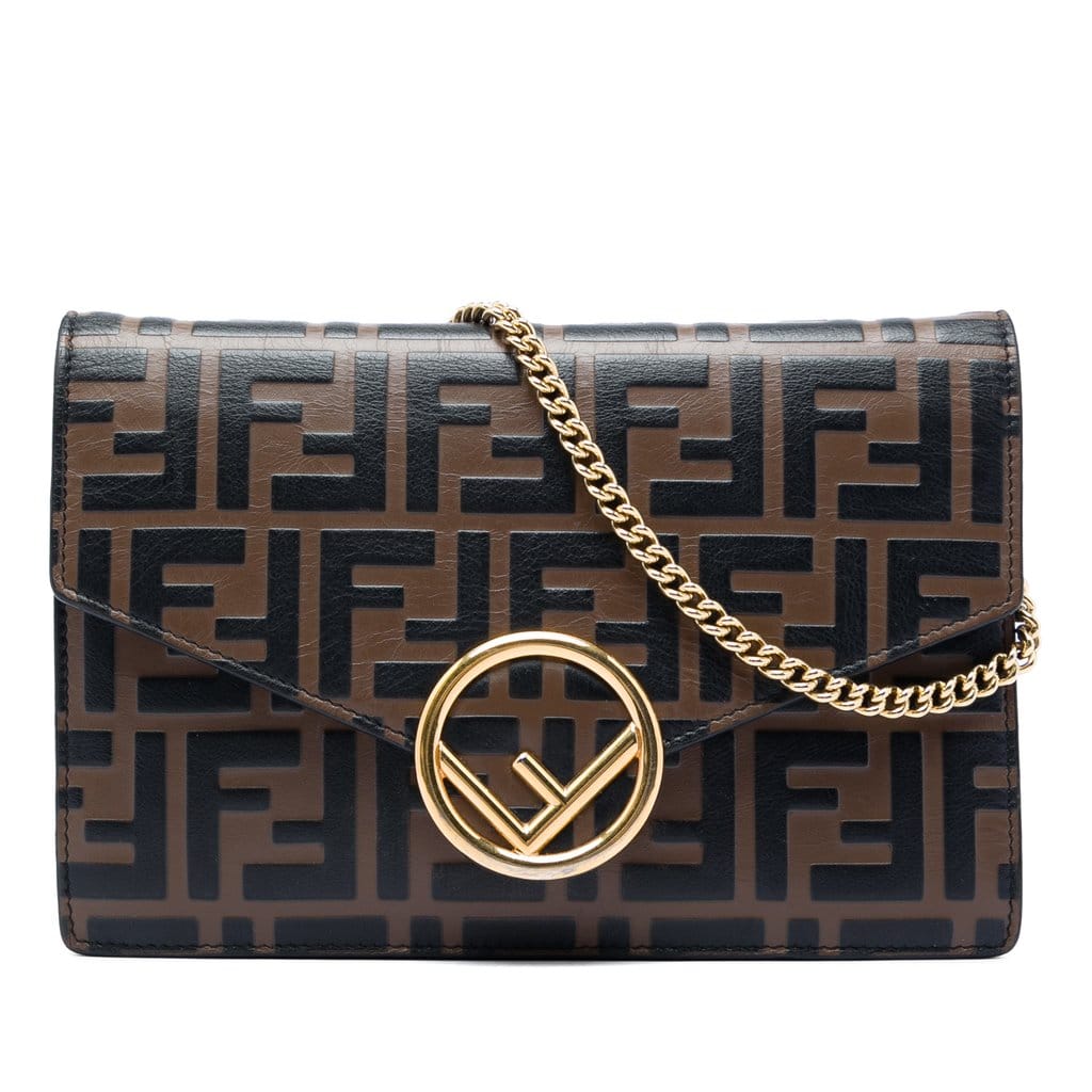 Fendi Zucca Embossed Leather F Is Fendi Envelope Wallet On Chain