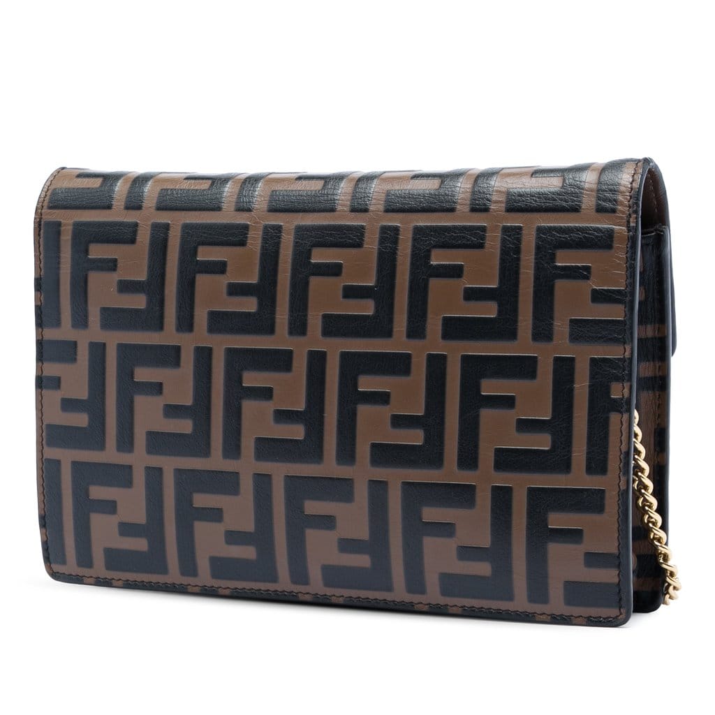 Fendi Zucca Embossed Leather F Is Fendi Envelope Wallet On Chain