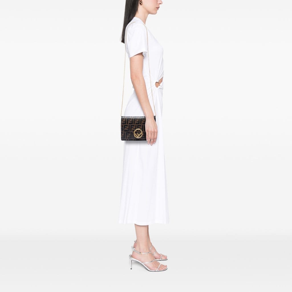 Fendi Zucca Embossed Leather F Is Fendi Envelope Wallet On Chain