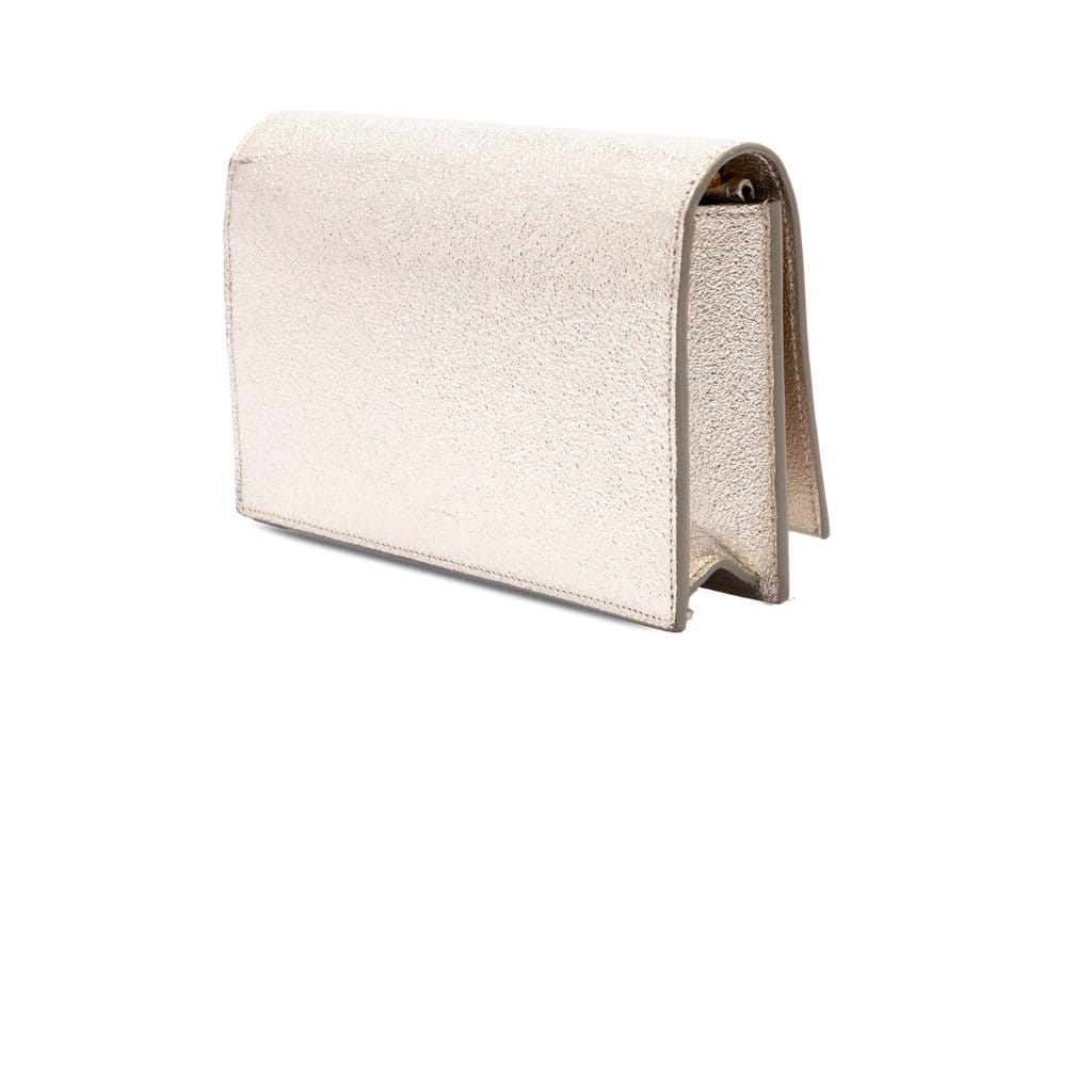 Saint Laurent Metallic Calfskin Monogram Kate Tassel Wallet on Chain