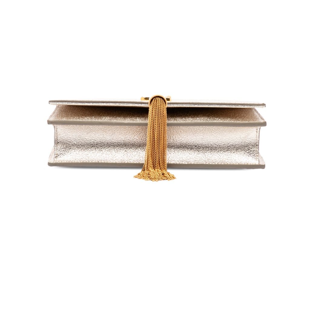 Saint Laurent Metallic Calfskin Monogram Kate Tassel Wallet on Chain