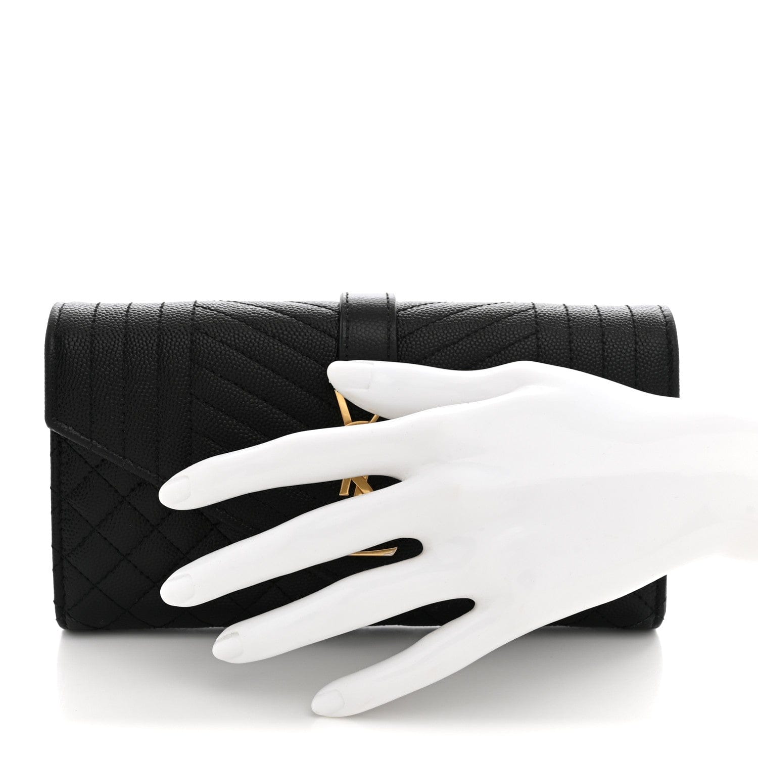 Saint Laurent Grain De Poudre Mixed Matelasse Triquilt Large Monogram Wallet Black