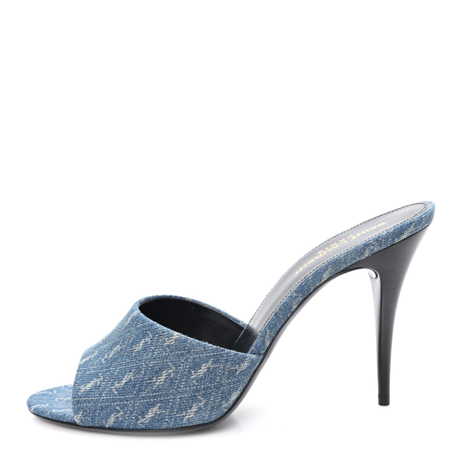 Saint Laurent Denim Monogram La 16 Mule Sandals 39 Blue Jeans
