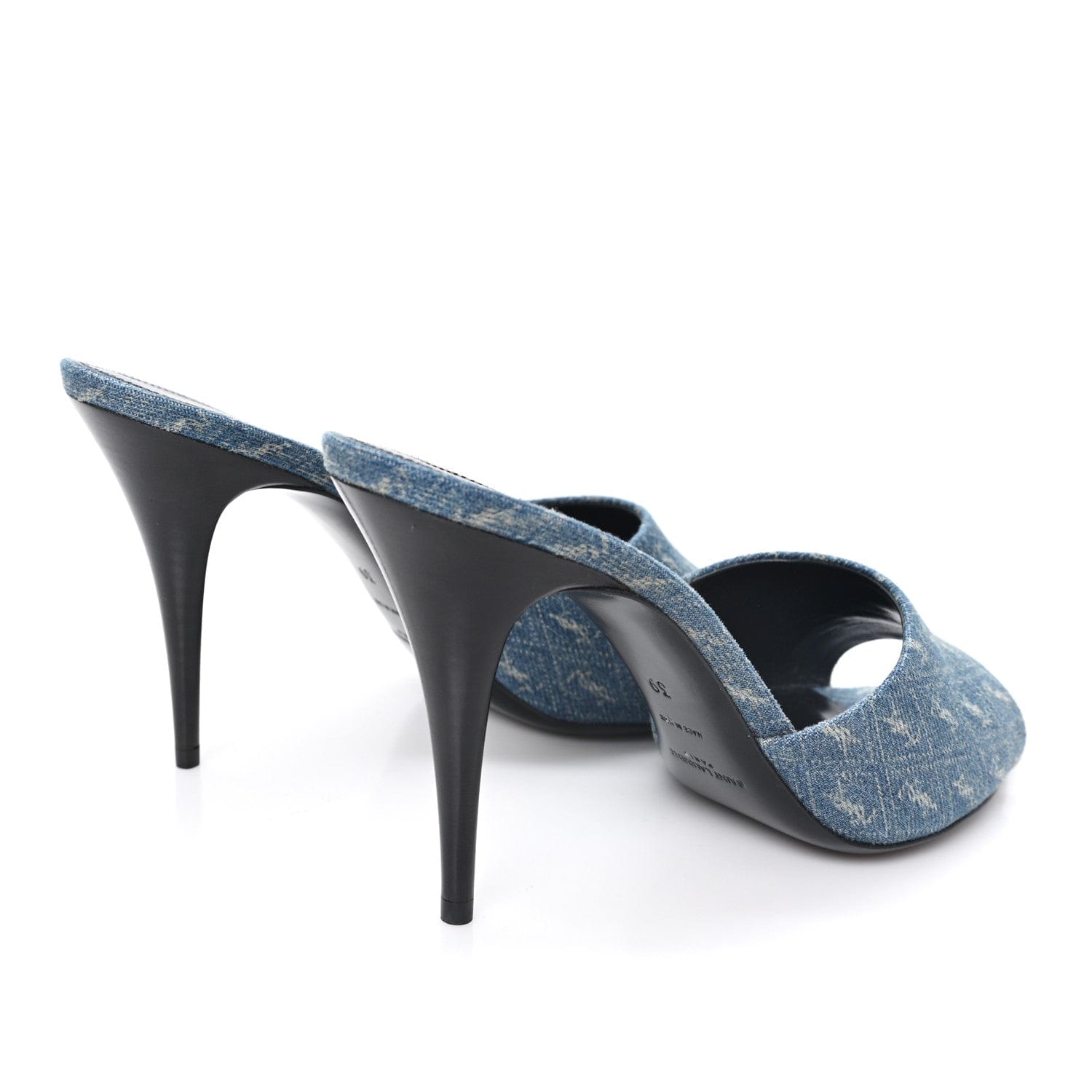 Saint Laurent Denim Monogram La 16 Mule Sandals 39 Blue Jeans