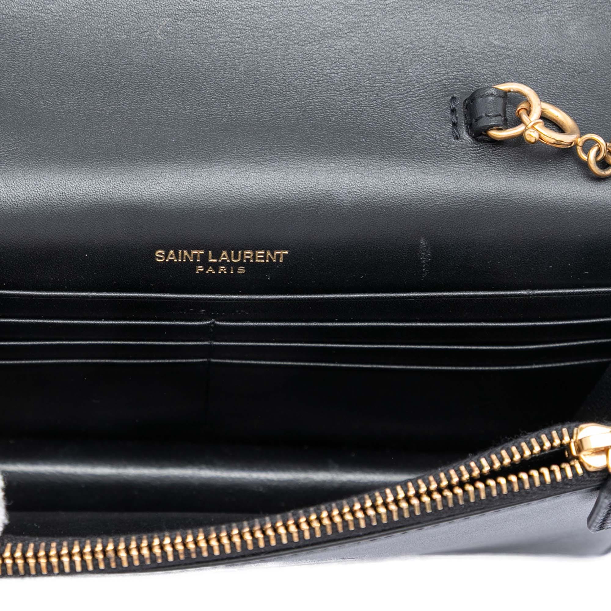 Saint Laurent Smooth Calfskin Monogram Kate Bicolor Tassel Wallet On Strap