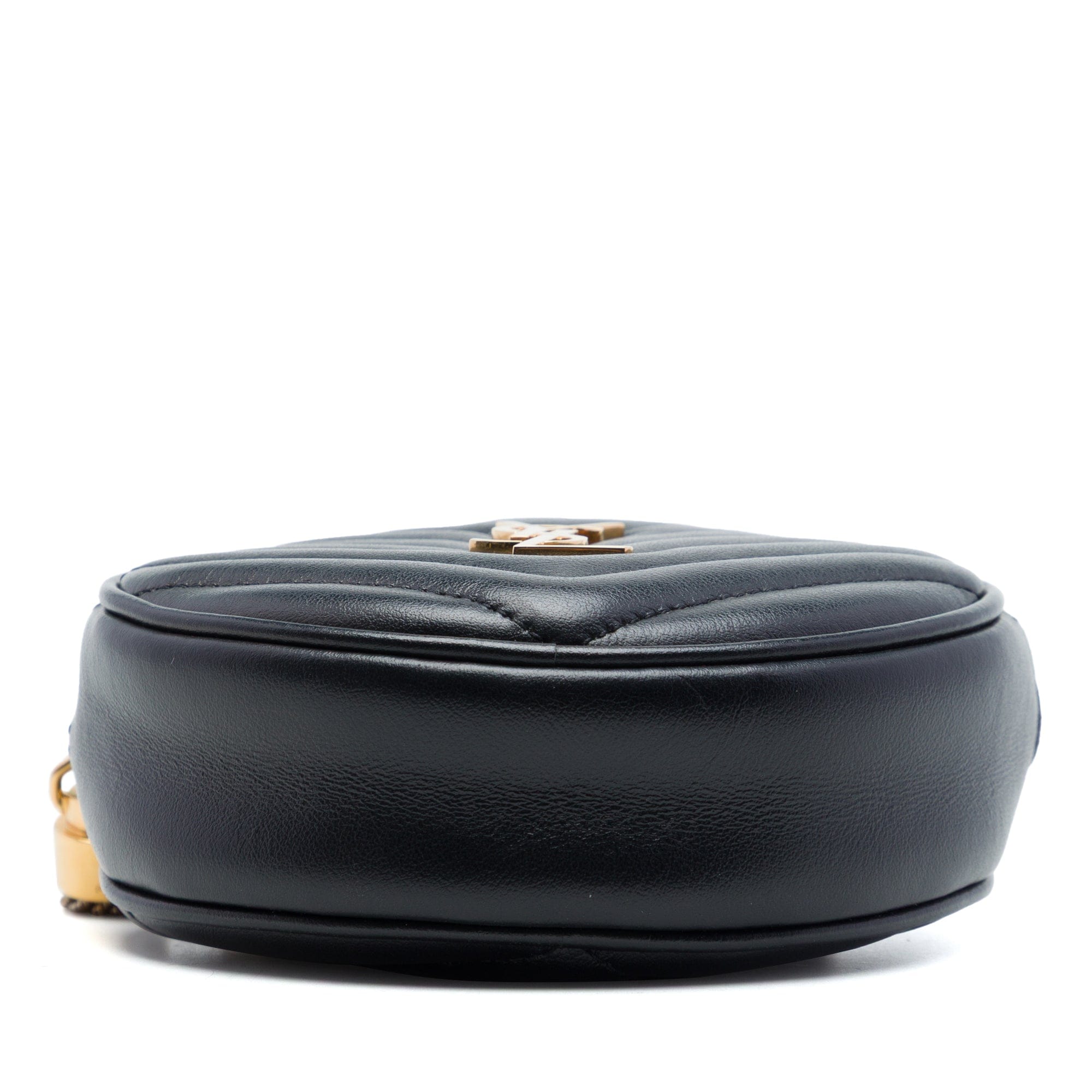 Saint Laurent Baby Chevron Calfskin Round Vinyle Belt Bag