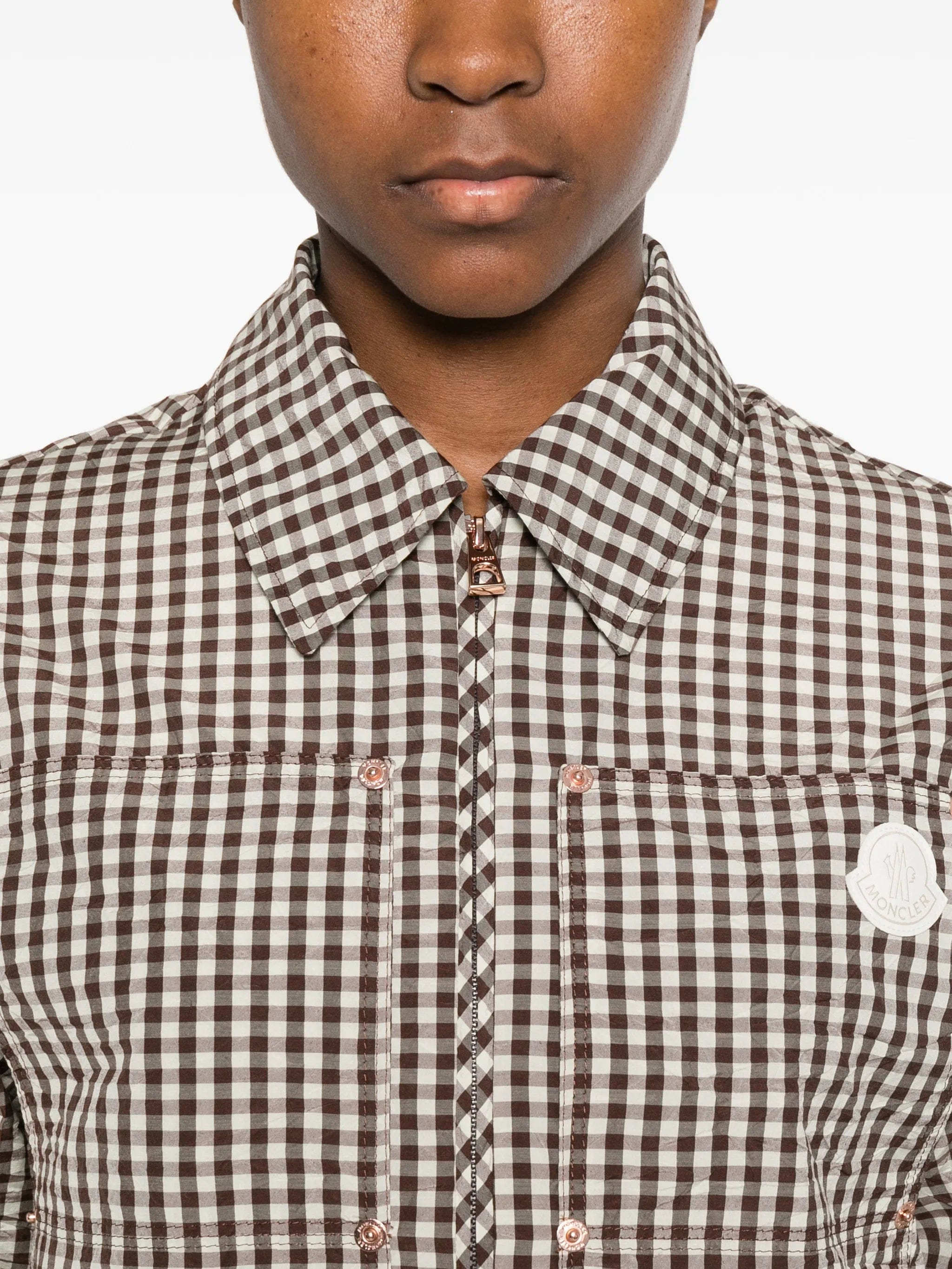 Moncler gingham logo - patch jacket