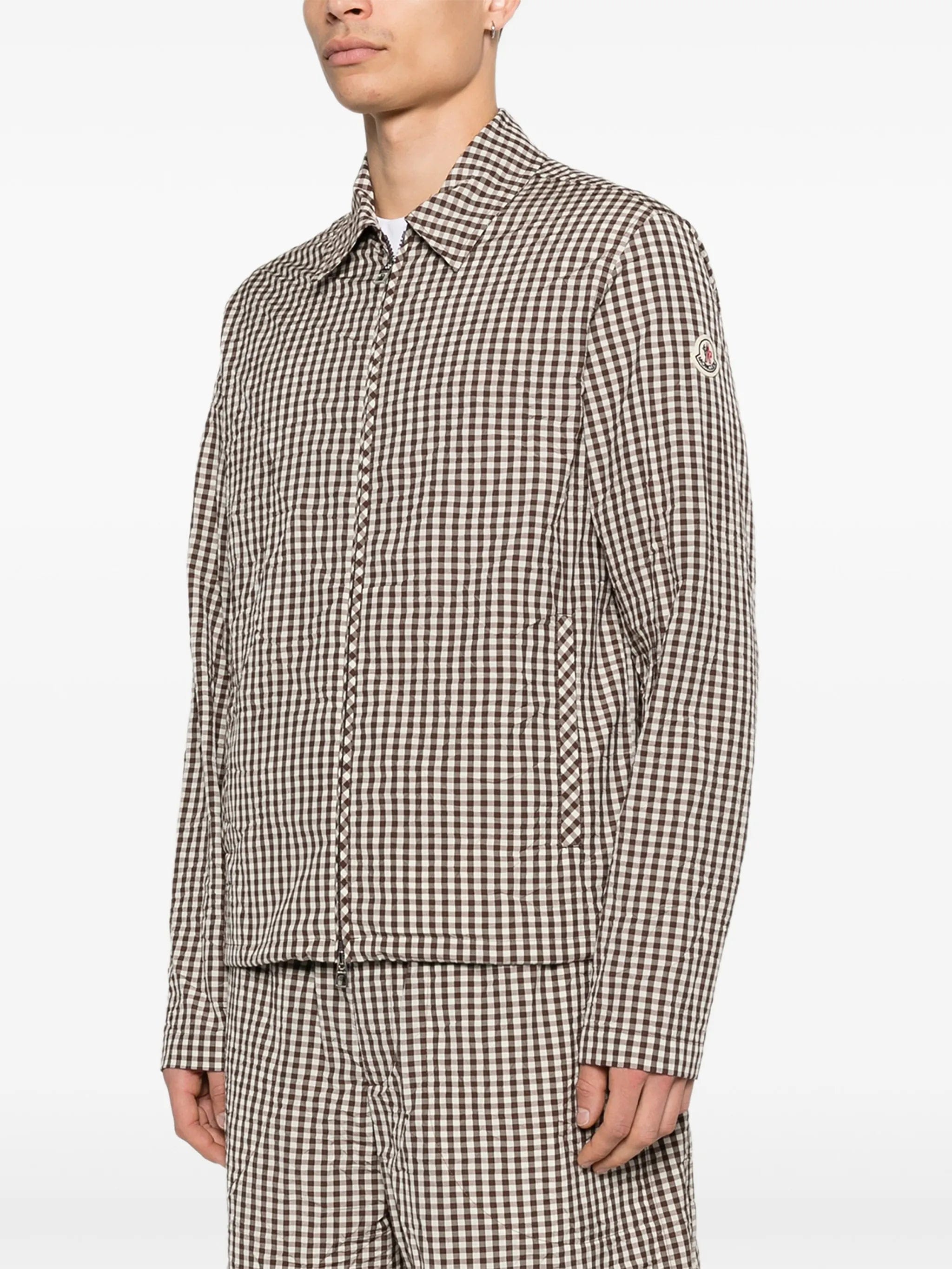 Moncler gingham crinkle shirt jacket