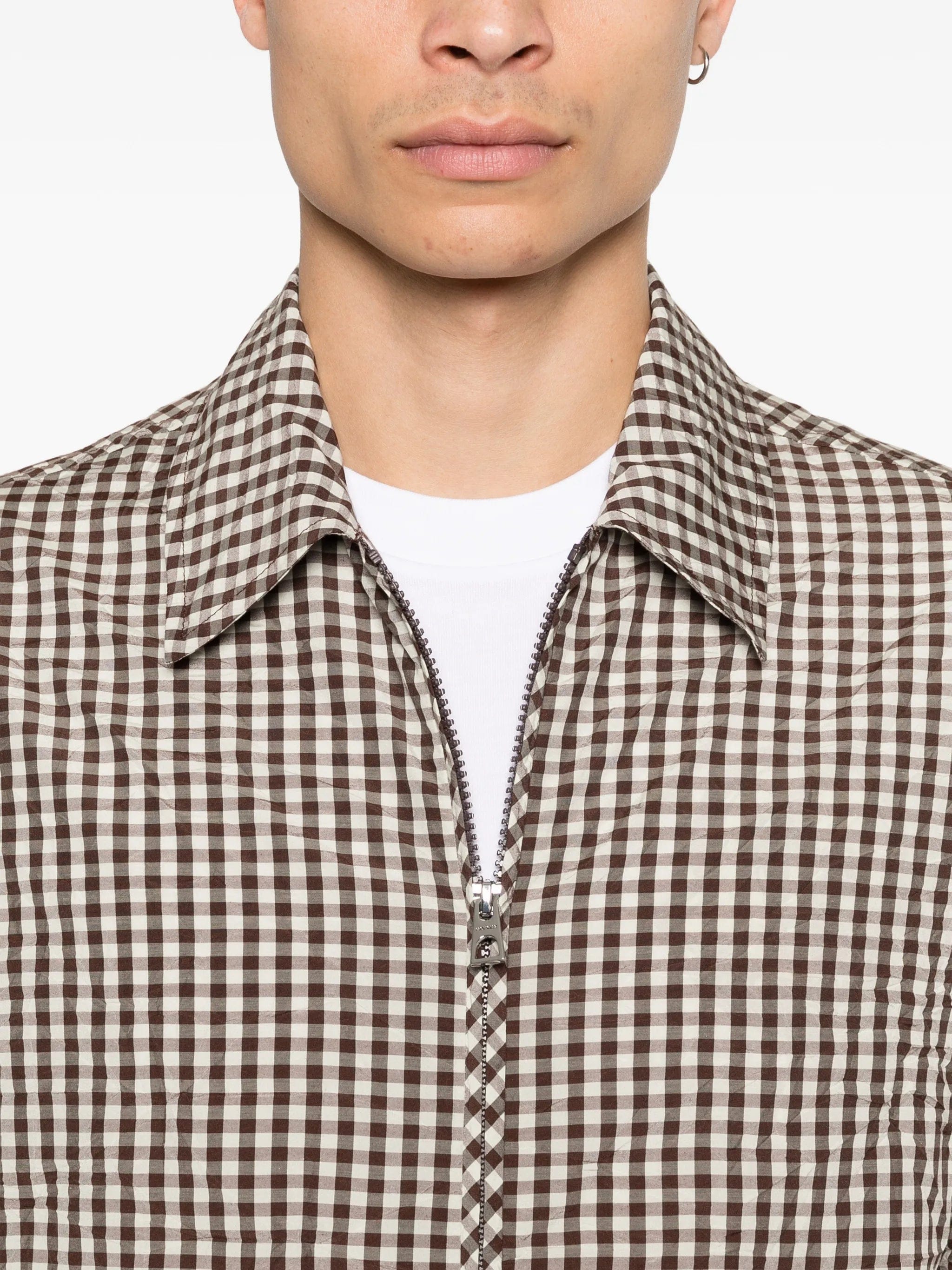 Moncler gingham crinkle shirt jacket