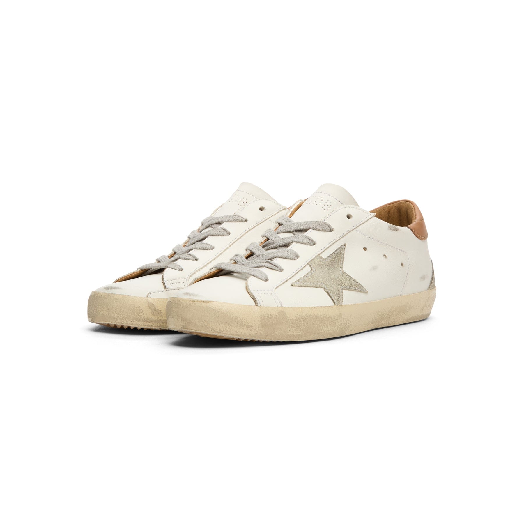 Golden Goose Super - Star Leather Upper And Heel Suede (White/Ice/Light Brown)
