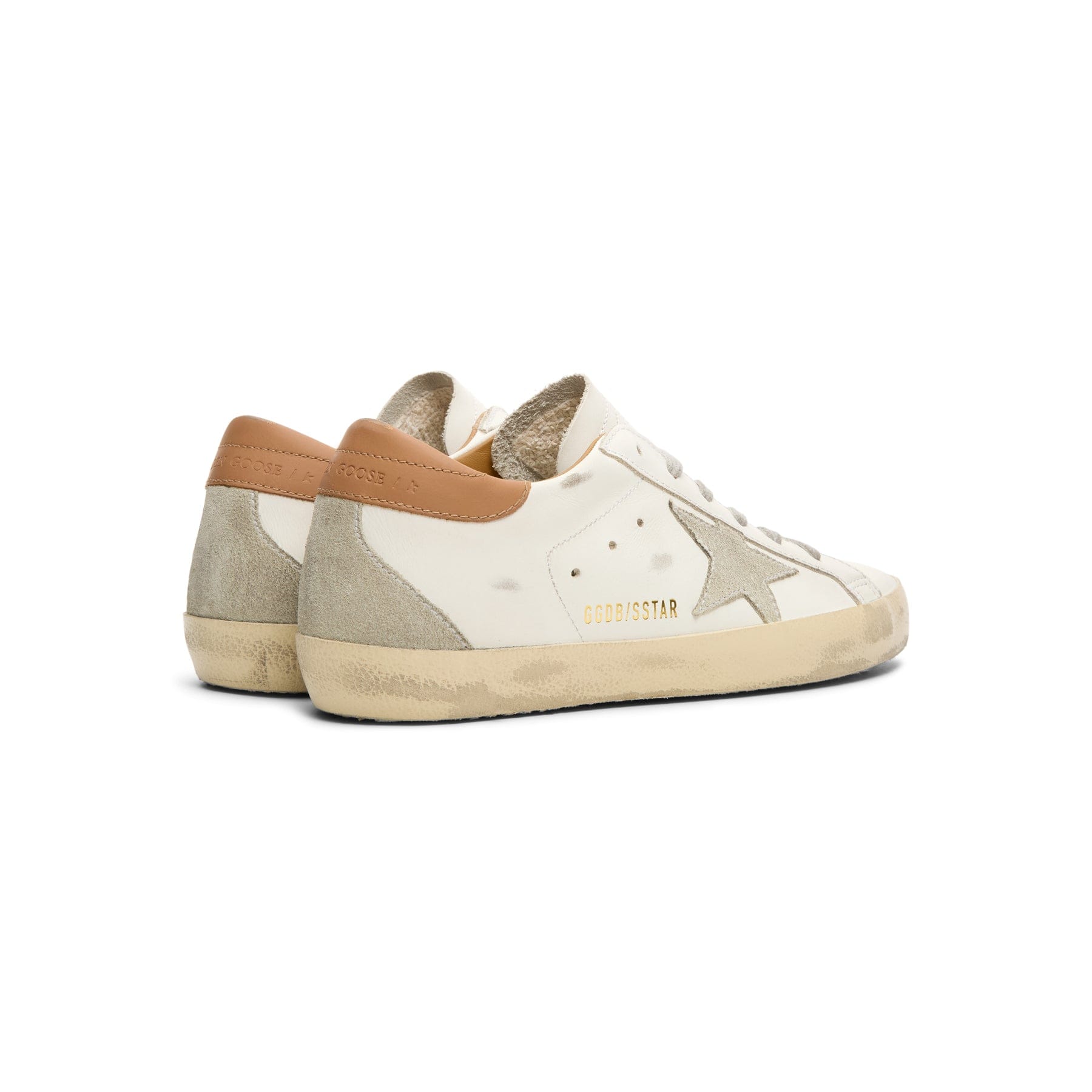 Golden Goose Super - Star Leather Upper And Heel Suede (White/Ice/Light Brown)