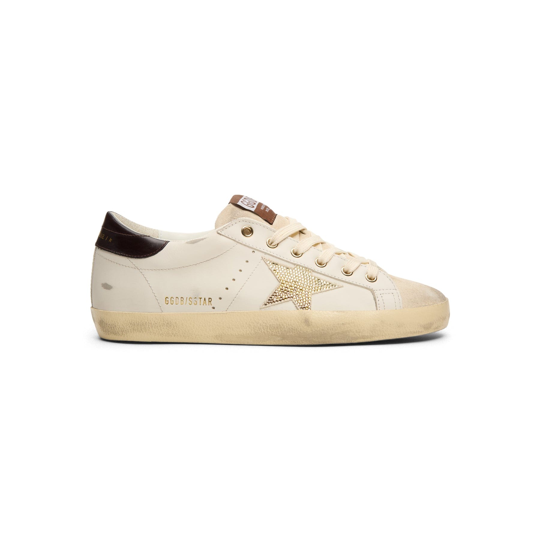 Golden Goose Super - Star Leather Upper Star And Heel (White/Coffee Brown/Seedpearl)