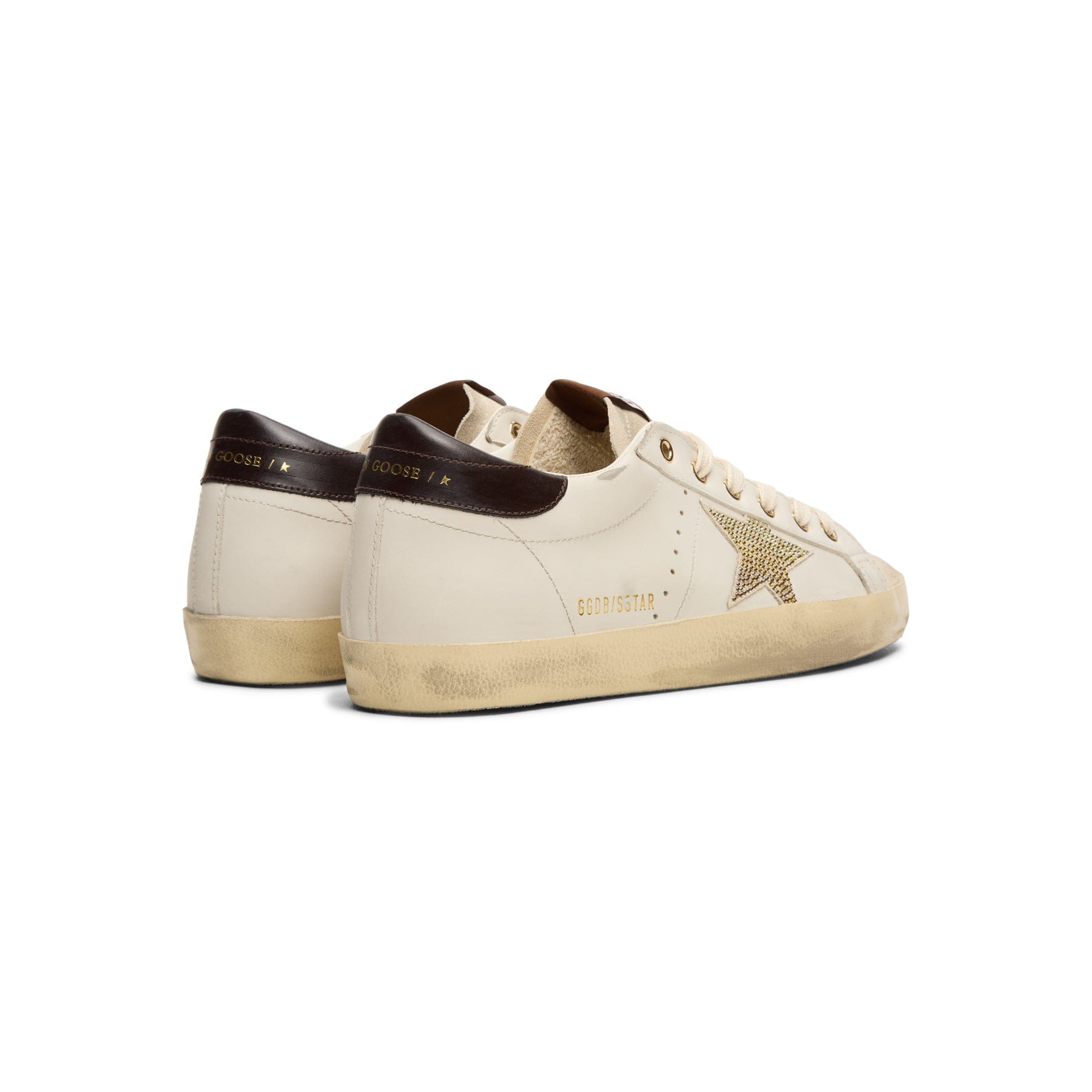 Golden Goose Super - Star Leather Upper Star And Heel (White/Coffee Brown/Seedpearl)