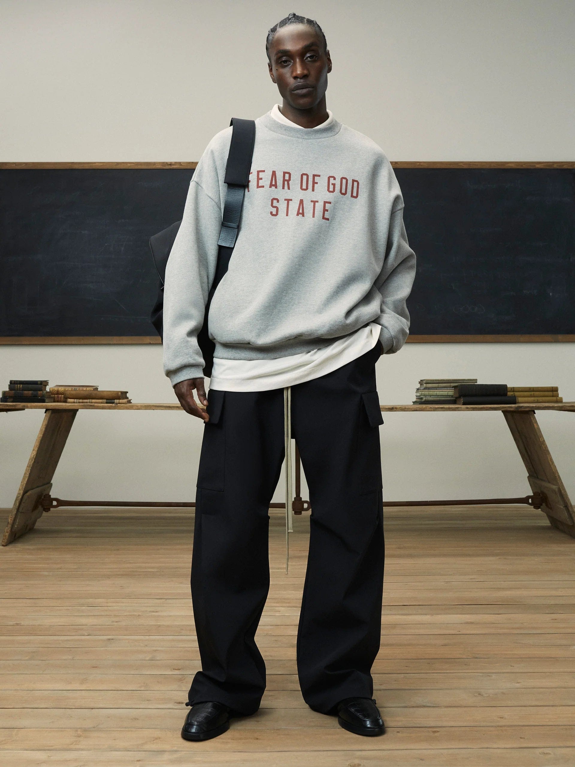 Fear of God Essentials Fleece Crewneck State (FW24) Black