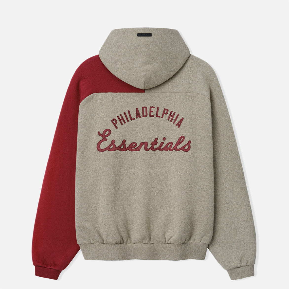 Fear of God Essentials PHILLIES RAGLAN HALF ZIP SPORT HOODIE - SEAL HEATHER / CABERNET