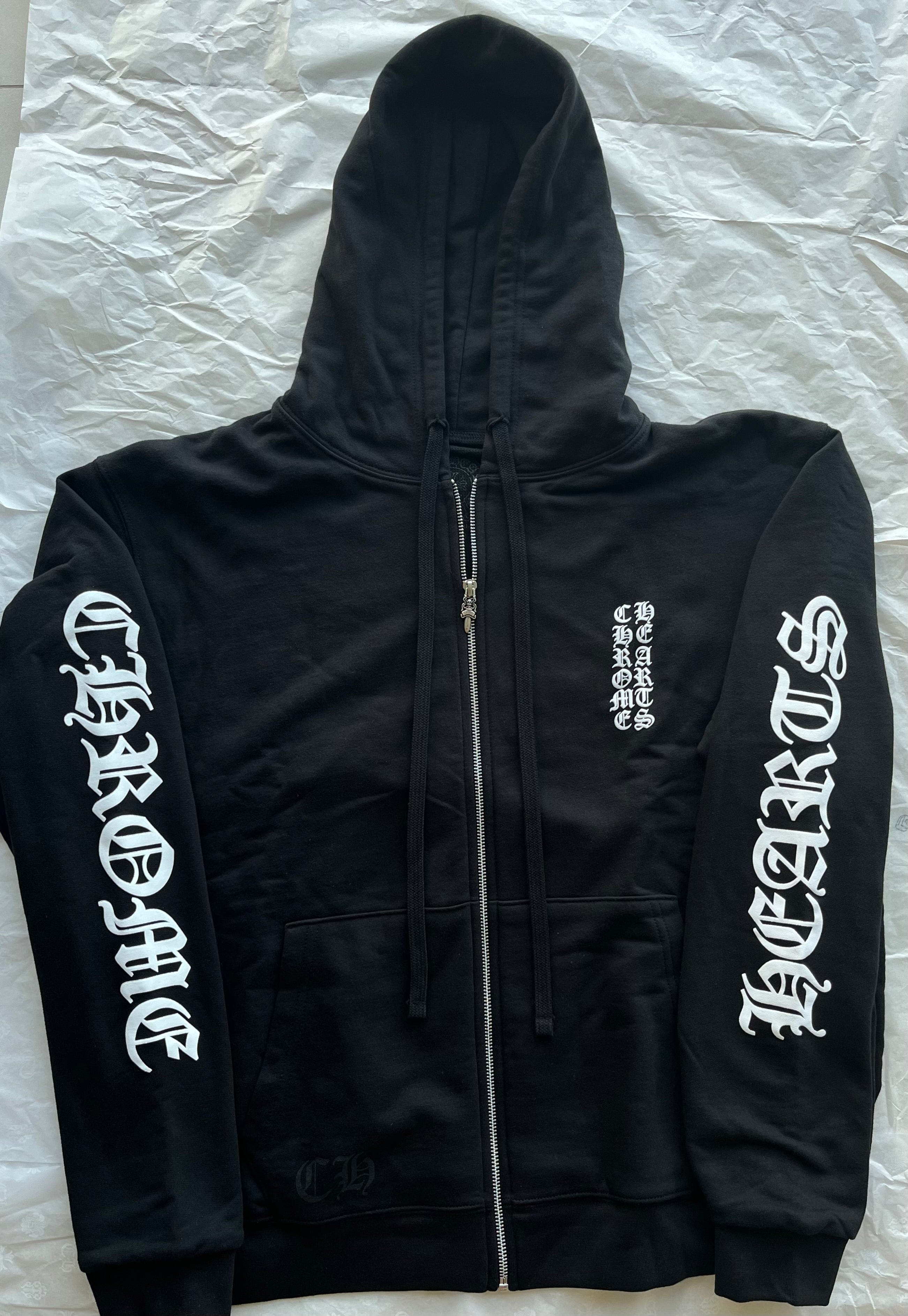 Chrome Hearts Zip Hoodie Chrome Hearts Vertical Logo Black