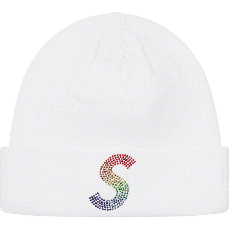 Supreme New Era Swarovski S Logo Beanie (White)