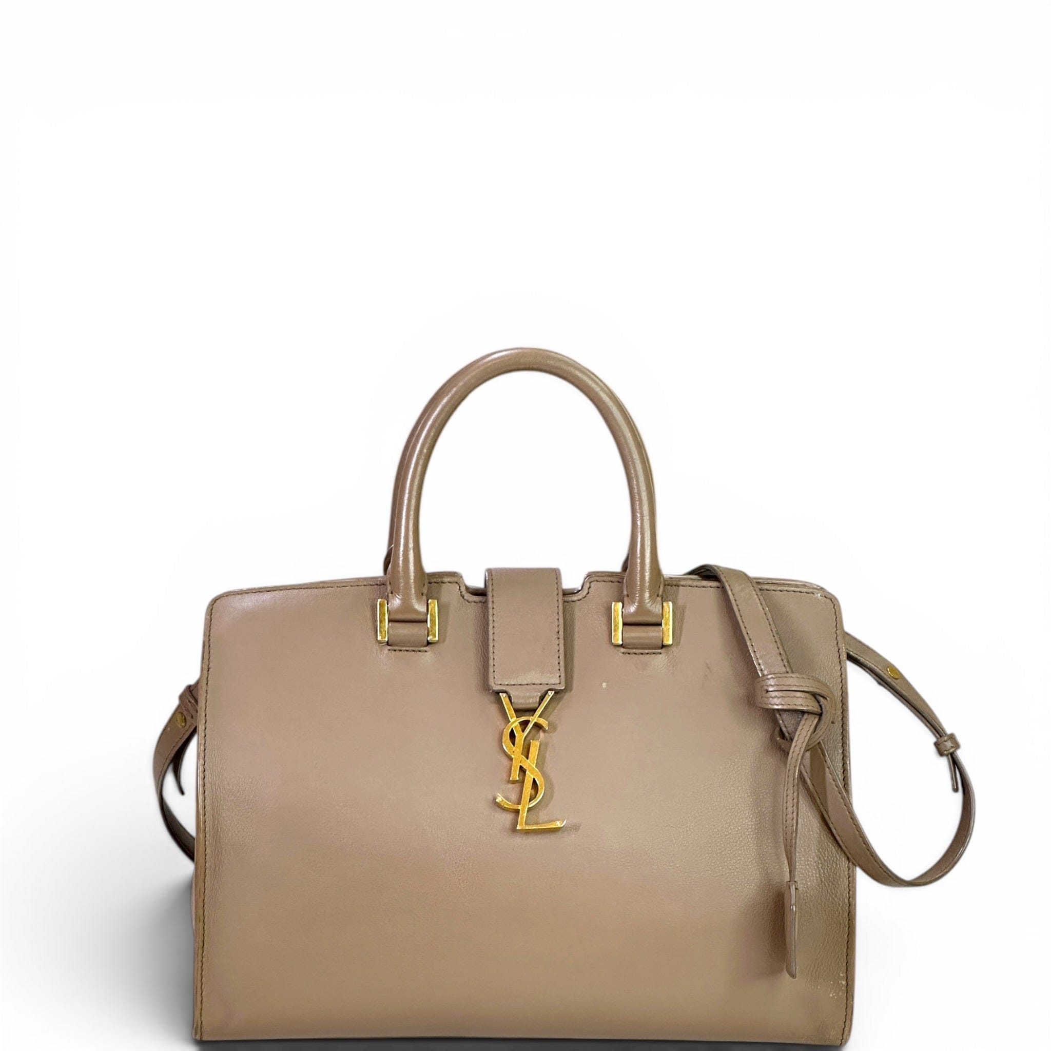 YVES SAINT Laurent Saint Laurent Cabas Bag Small Monogram Gray Calfskin Leather
