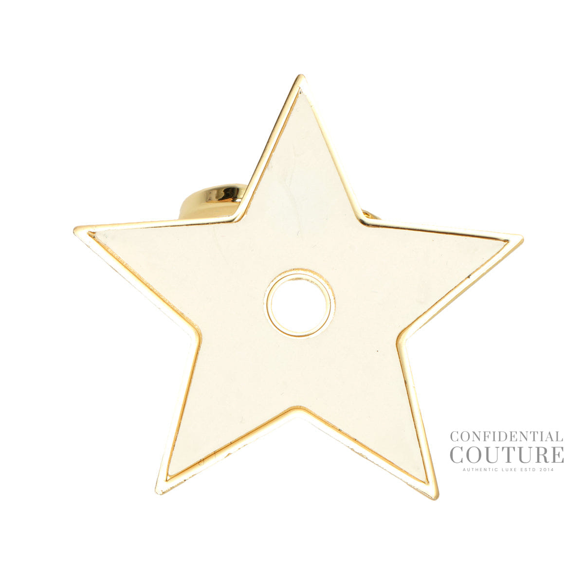 Christian Dior Gold & White Star Phone Ring Accessories