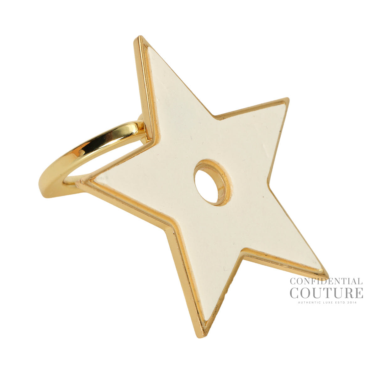 Christian Dior Gold & White Star Phone Ring Accessories