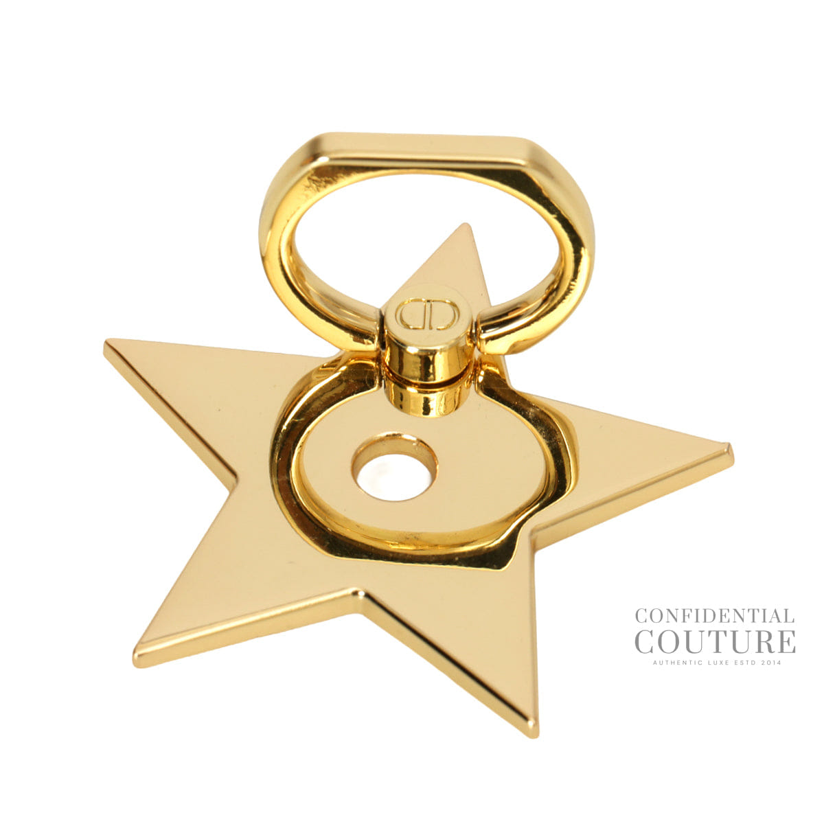 Christian Dior Gold & White Star Phone Ring Accessories