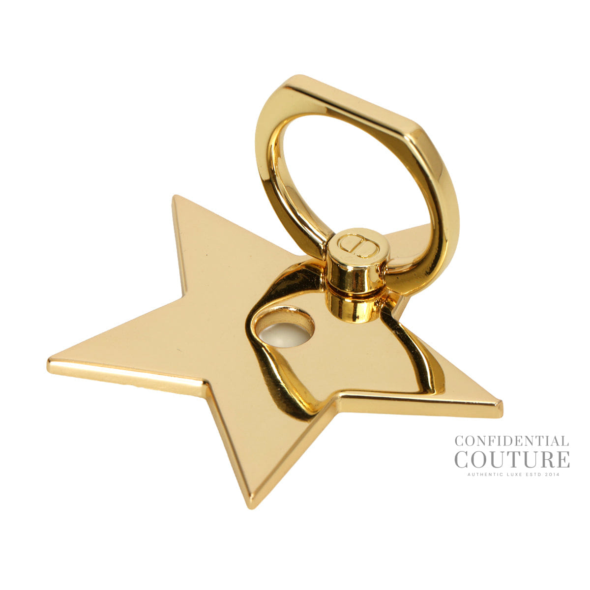 Christian Dior Gold & White Star Phone Ring Accessories