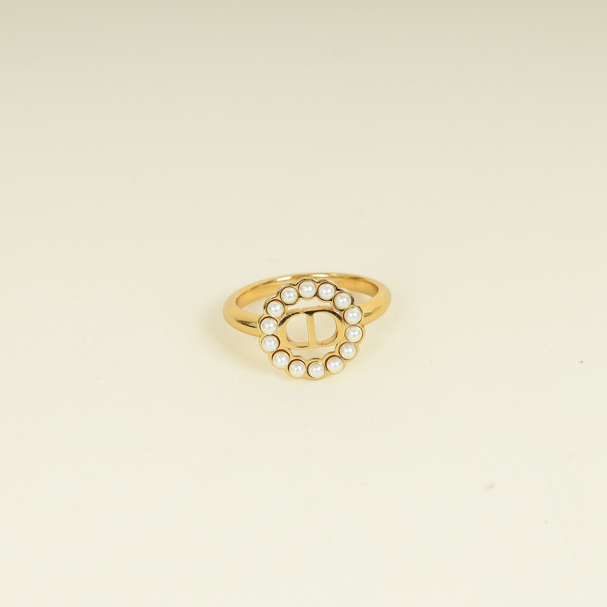 Christian Dior Gold Petit CD Lucky Baroque Ring