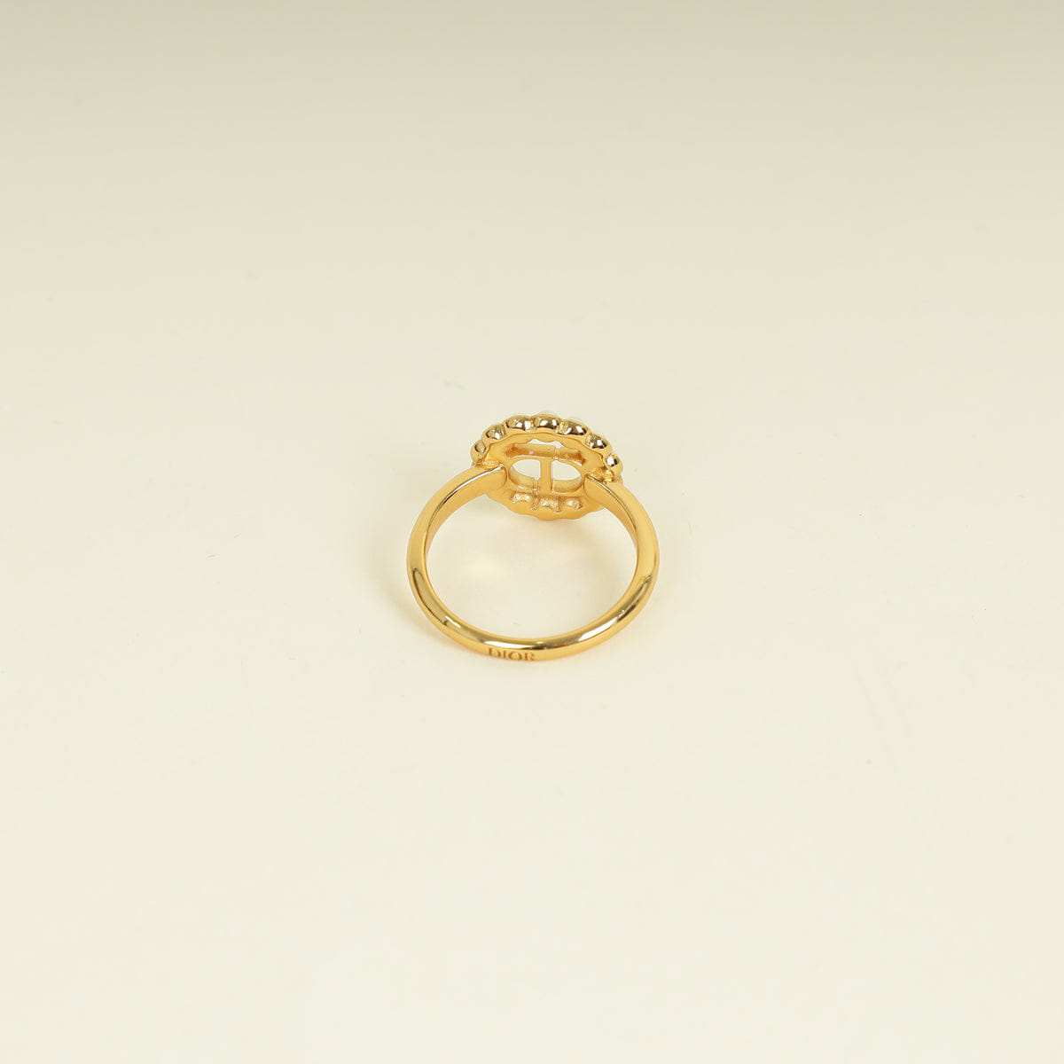 Christian Dior Gold Petit CD Lucky Baroque Ring