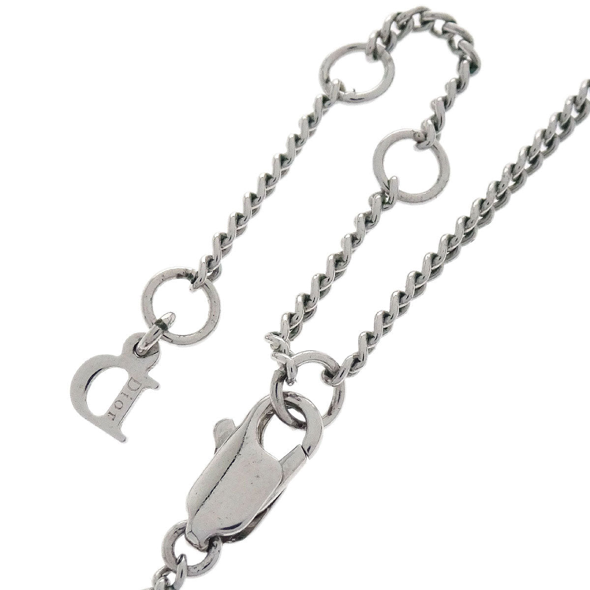 Christian Dior Necklace Pendant Silver Rhinestone