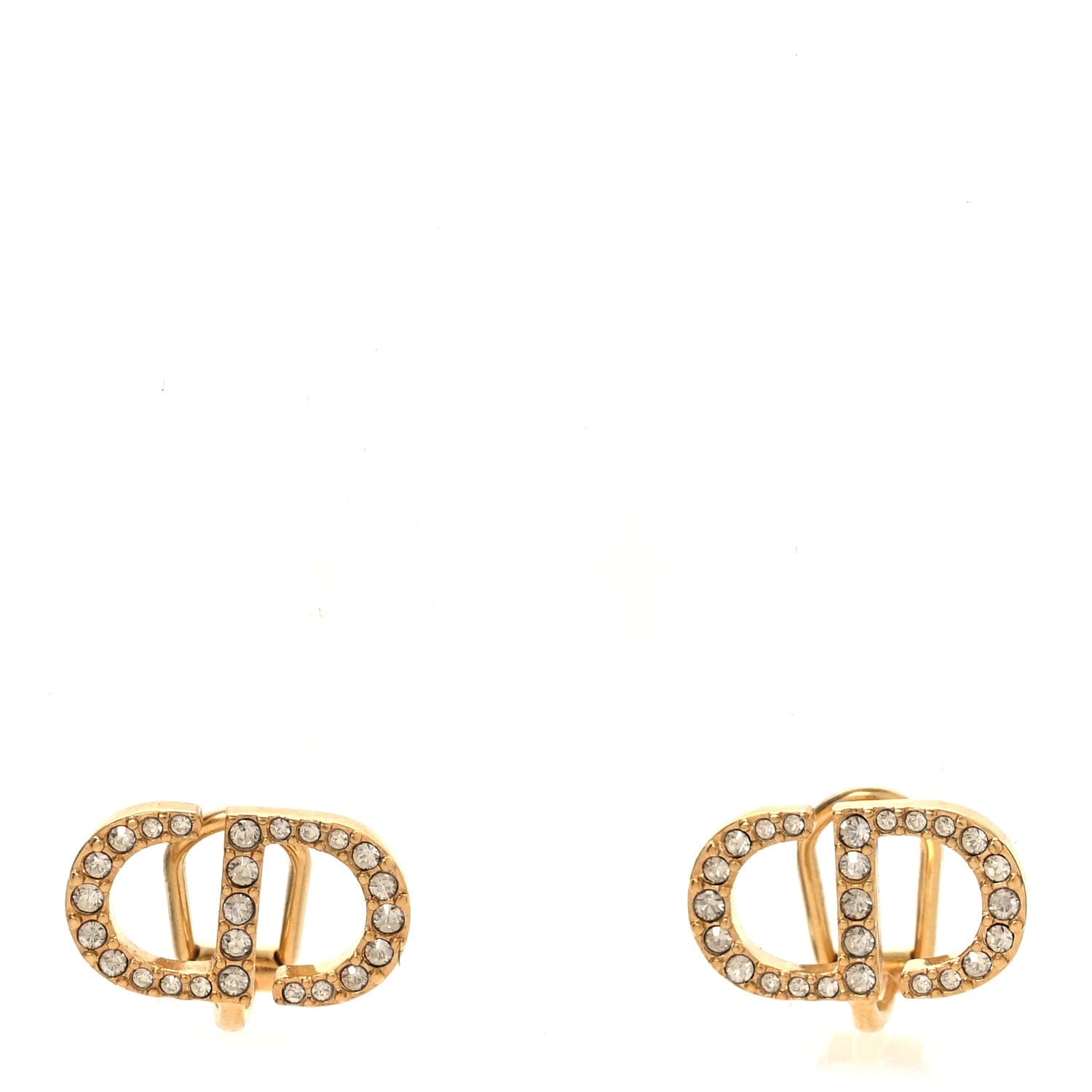 Christian Dior Crystal Clair D Lune Clip On Earrings Gold