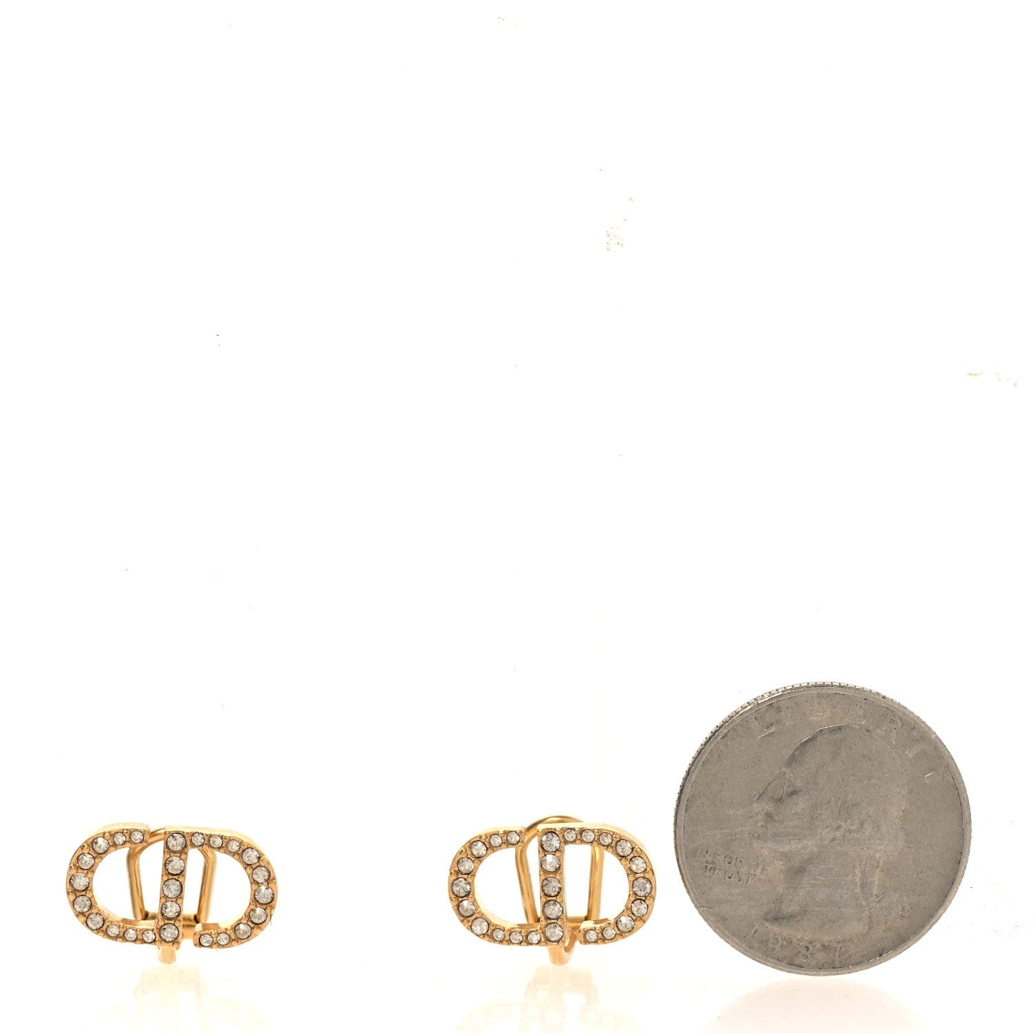 Christian Dior Crystal Clair D Lune Clip On Earrings Gold