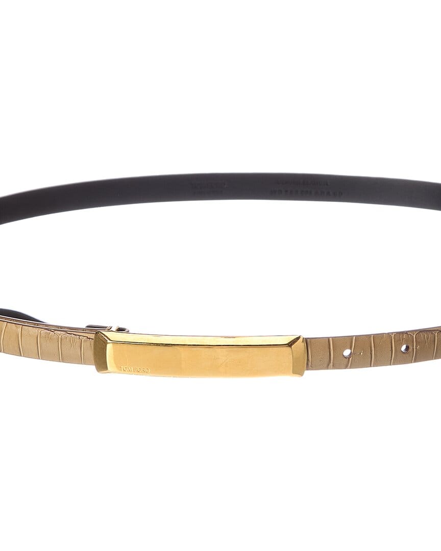 Tom Ford T Plaque Croc - Embossed Leather Belt