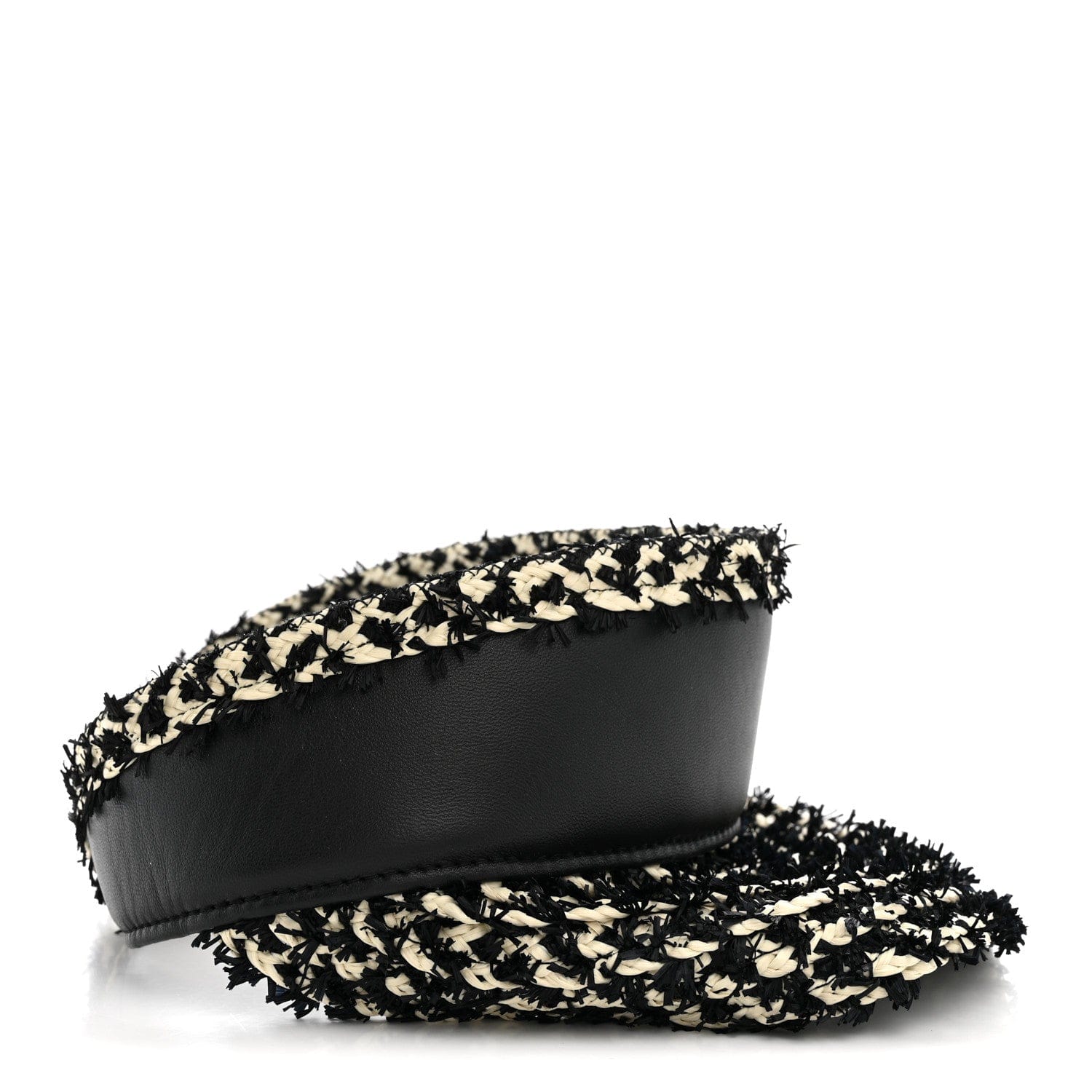 Chanel Abaca Cotton Ribbon Visor Black Beige