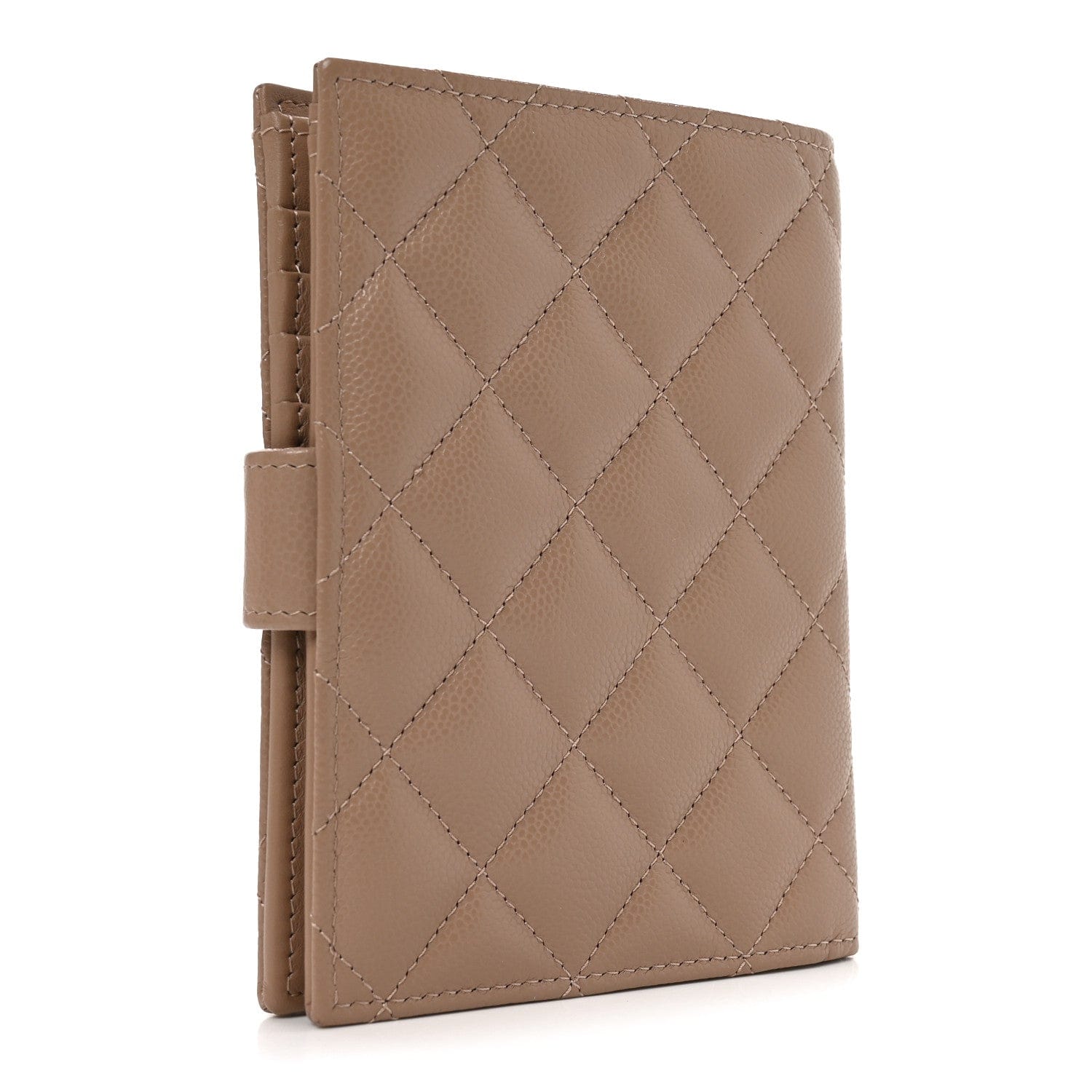 Chanel Caviar Quilted Passport Holder Dark Beige