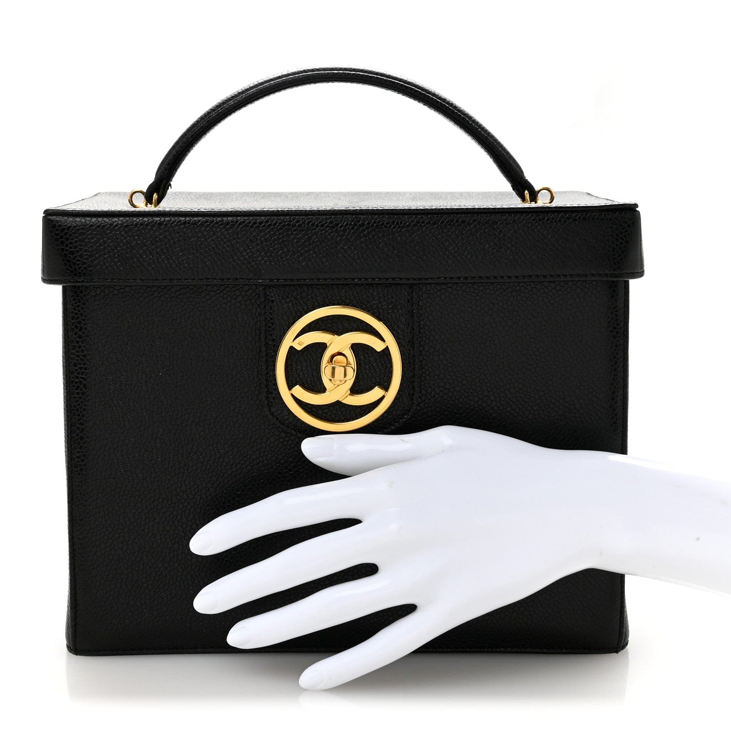 Chanel Caviar Vanity Train Case Black