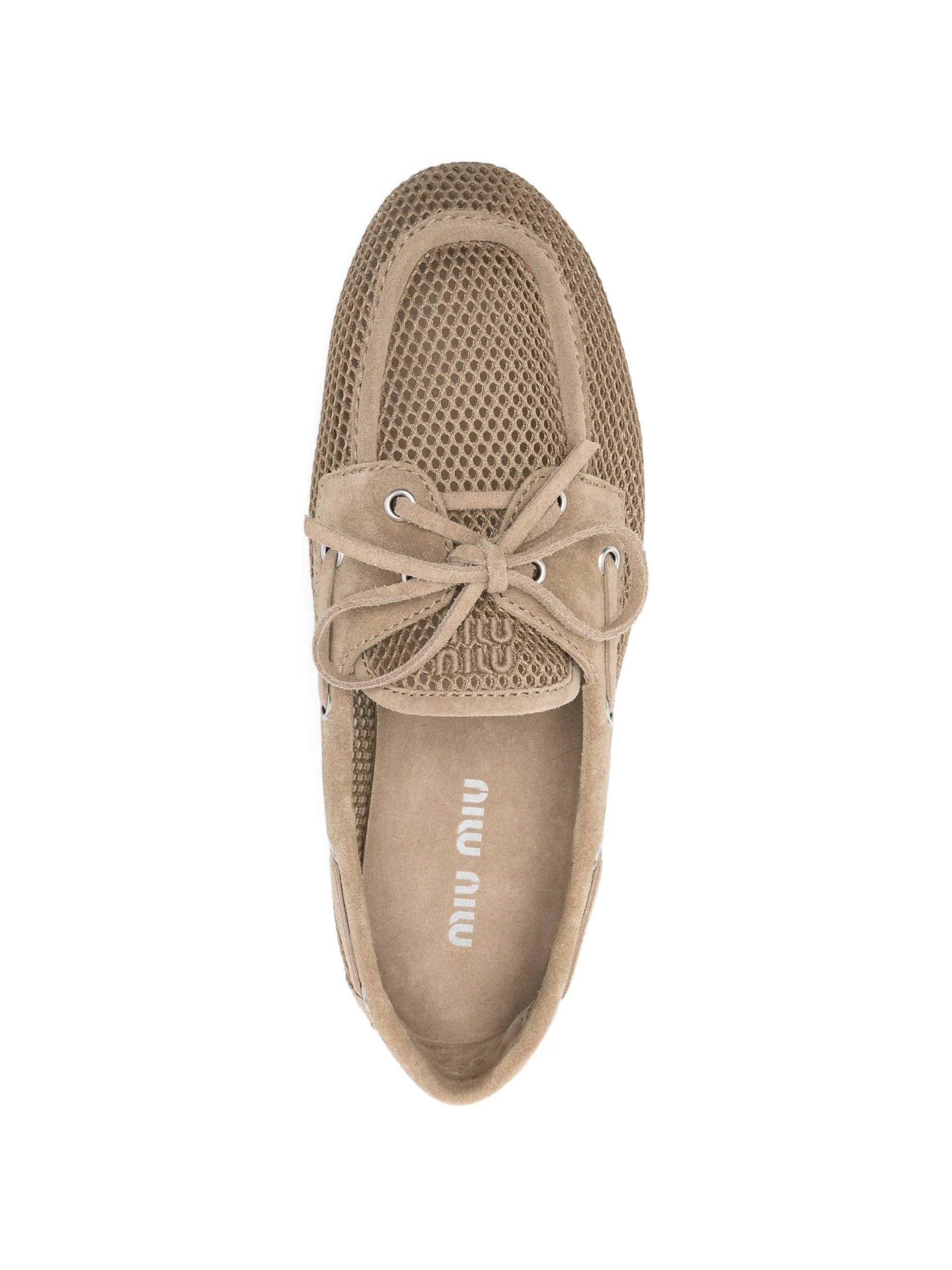 Miu Miu Deck mesh boat loafers