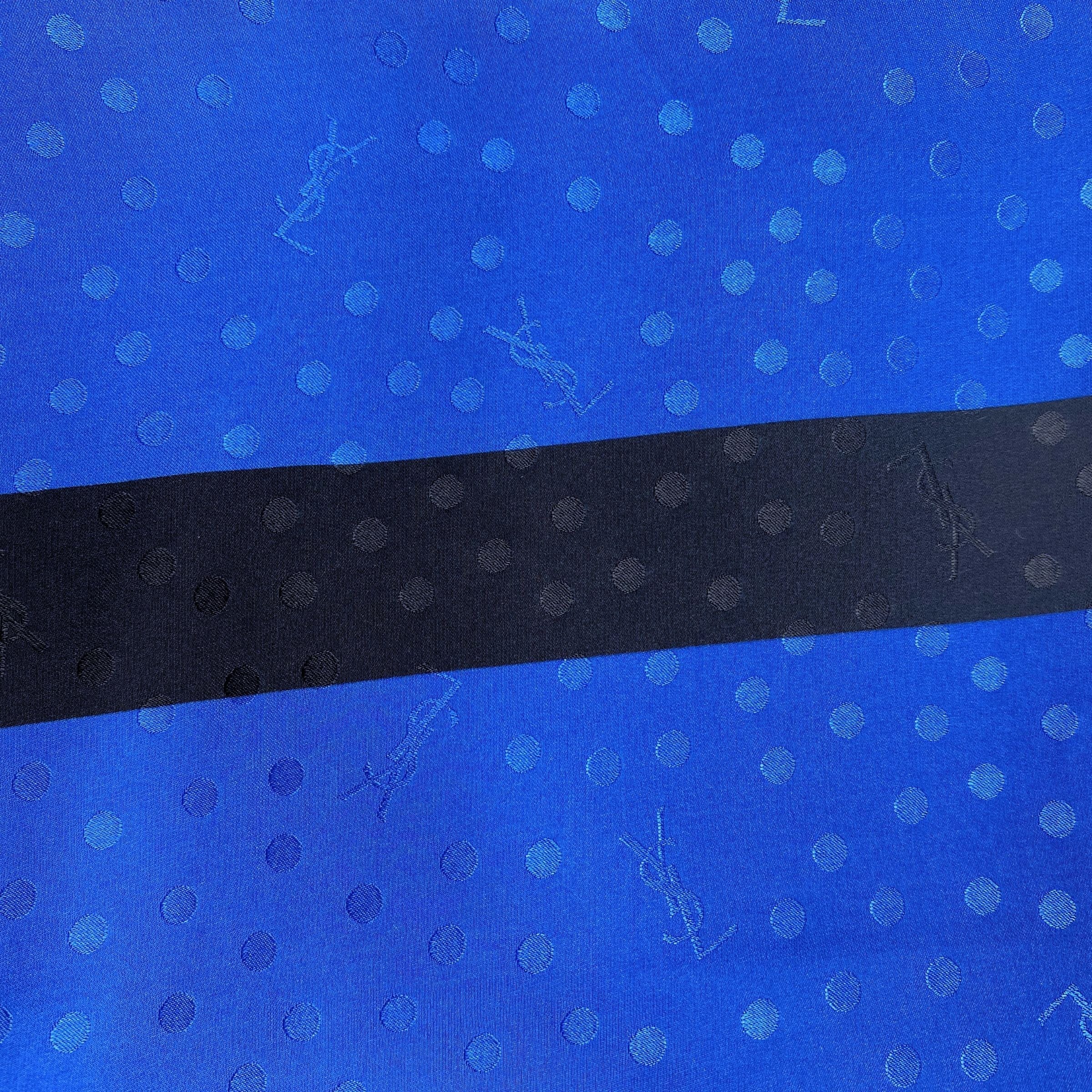Saint Laurent Yves Saint Laurent Blue/Black Scarf