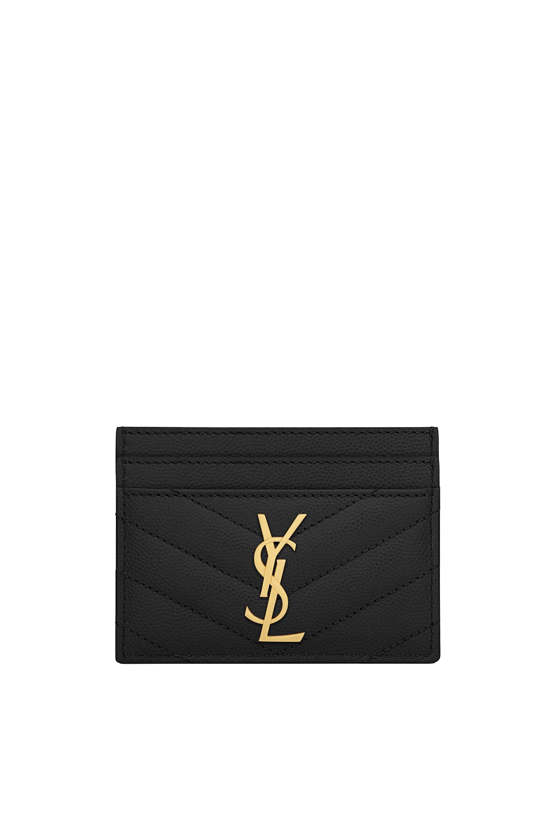 Saint Laurent Monogram Card Case in Grain de Poudre Embossed Leather