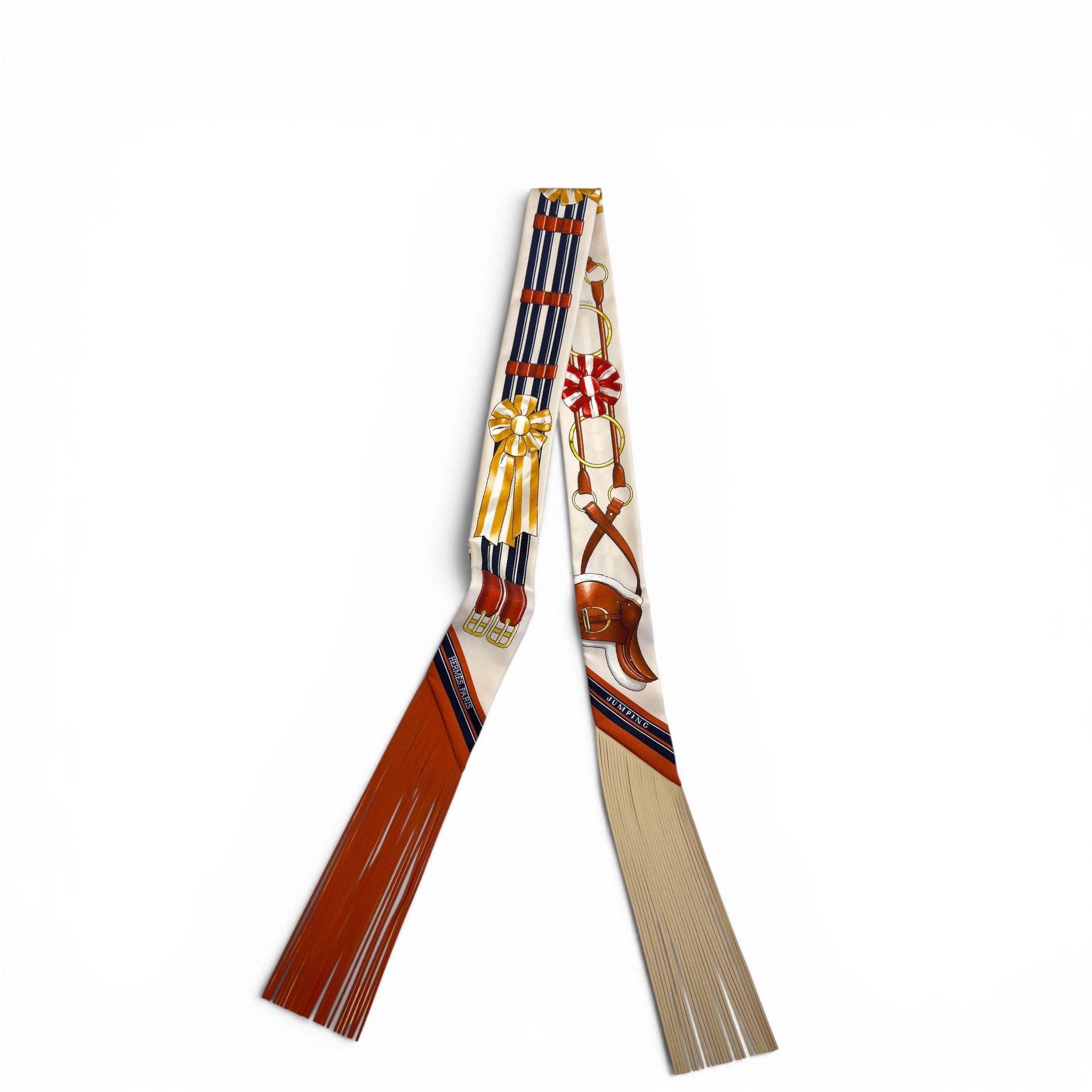 Hermes Jumping Fringes Twilly Silk/Leather