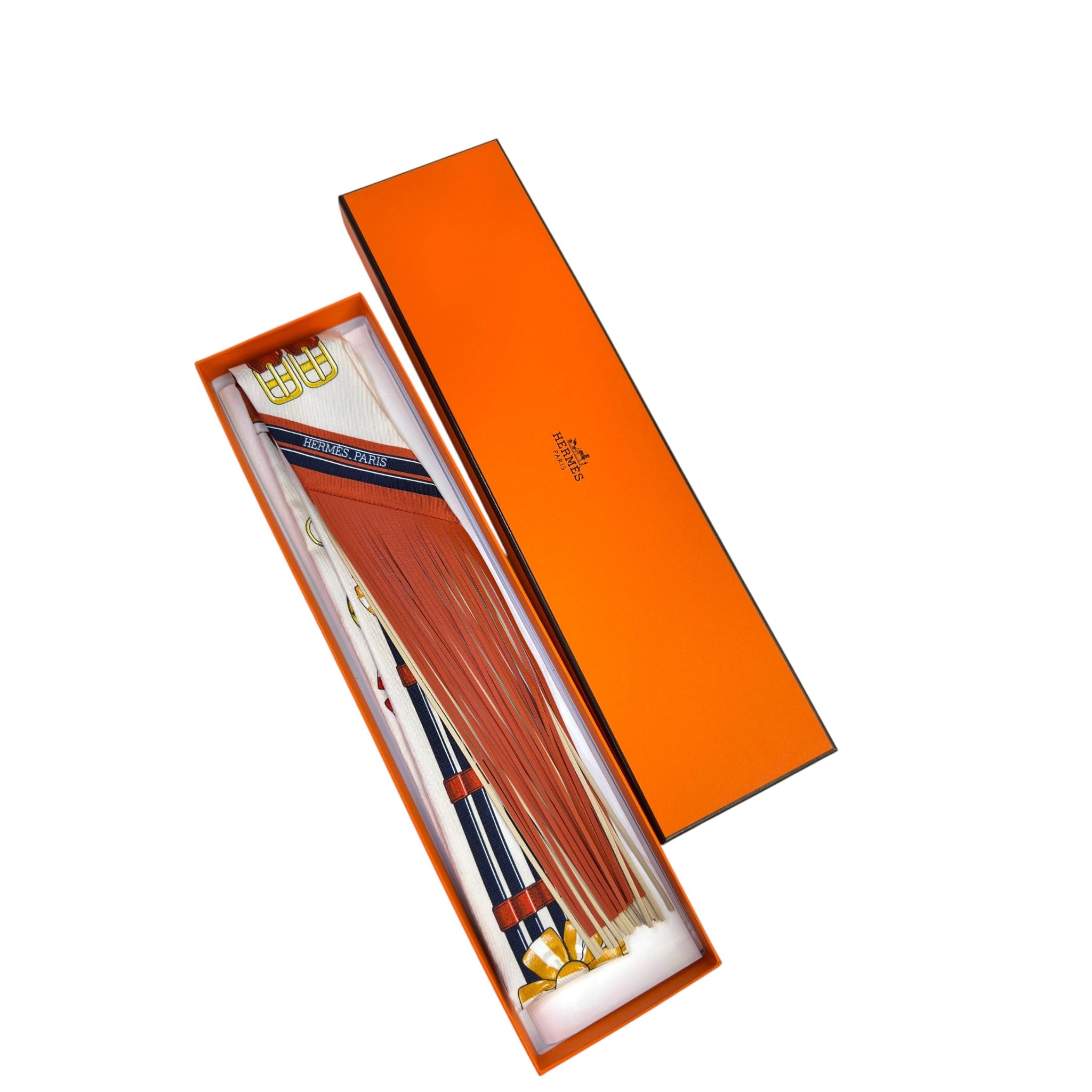 Hermes Jumping Fringes Twilly Silk/Leather
