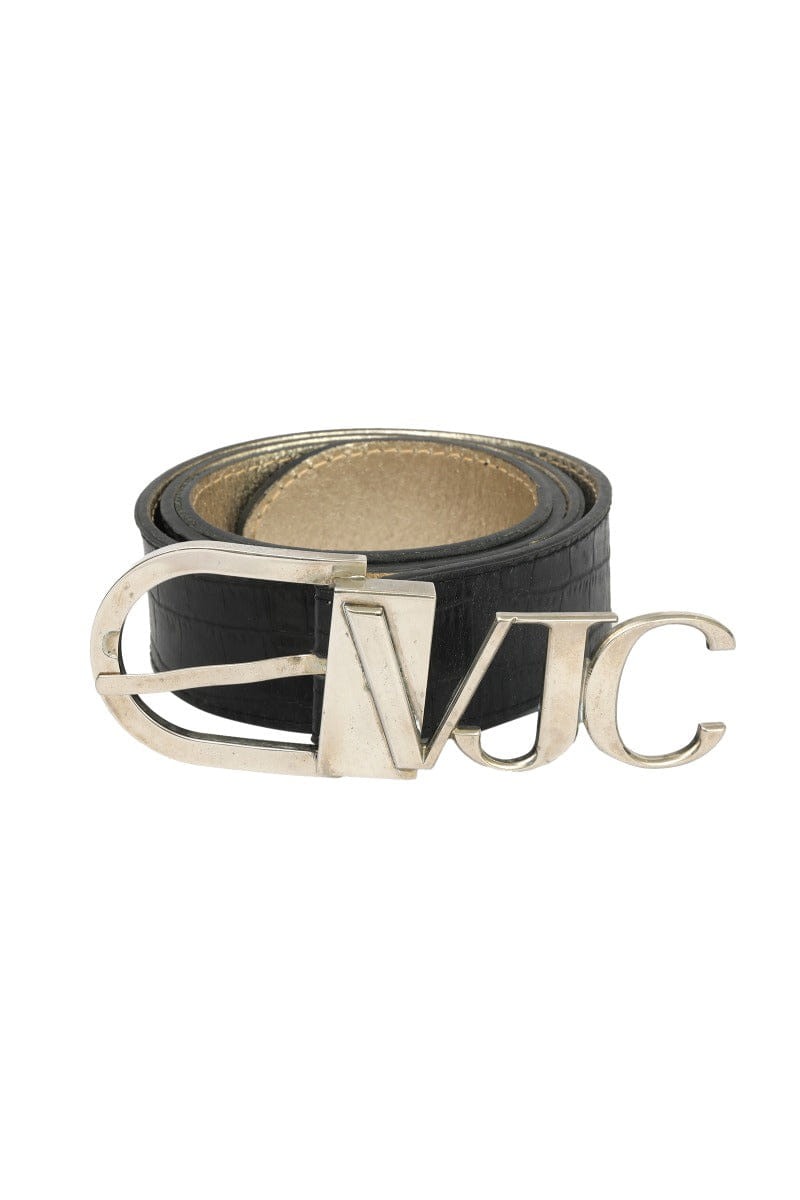 Versace Jeans Couture 36 Inches / 90 Cms Black Vjc Logo Buckle Leather Belt