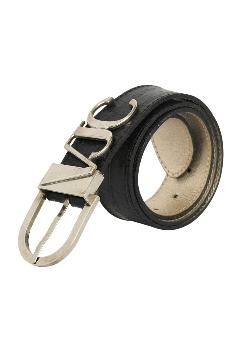 Versace Jeans Couture 36 Inches / 90 Cms Black Vjc Logo Buckle Leather Belt