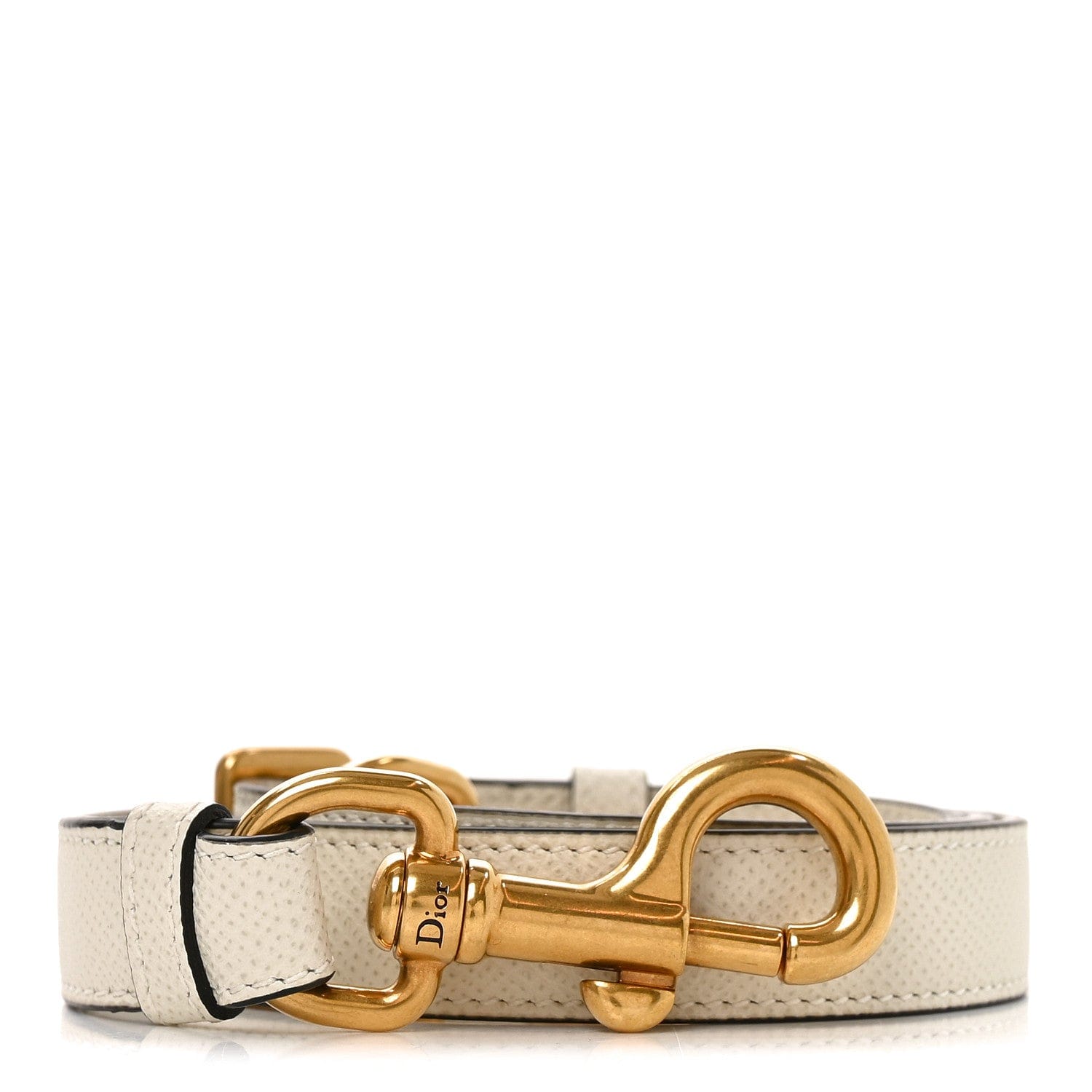 Christian Dior Grained Calfskin Saddle Adjustable Shoulder Strap White