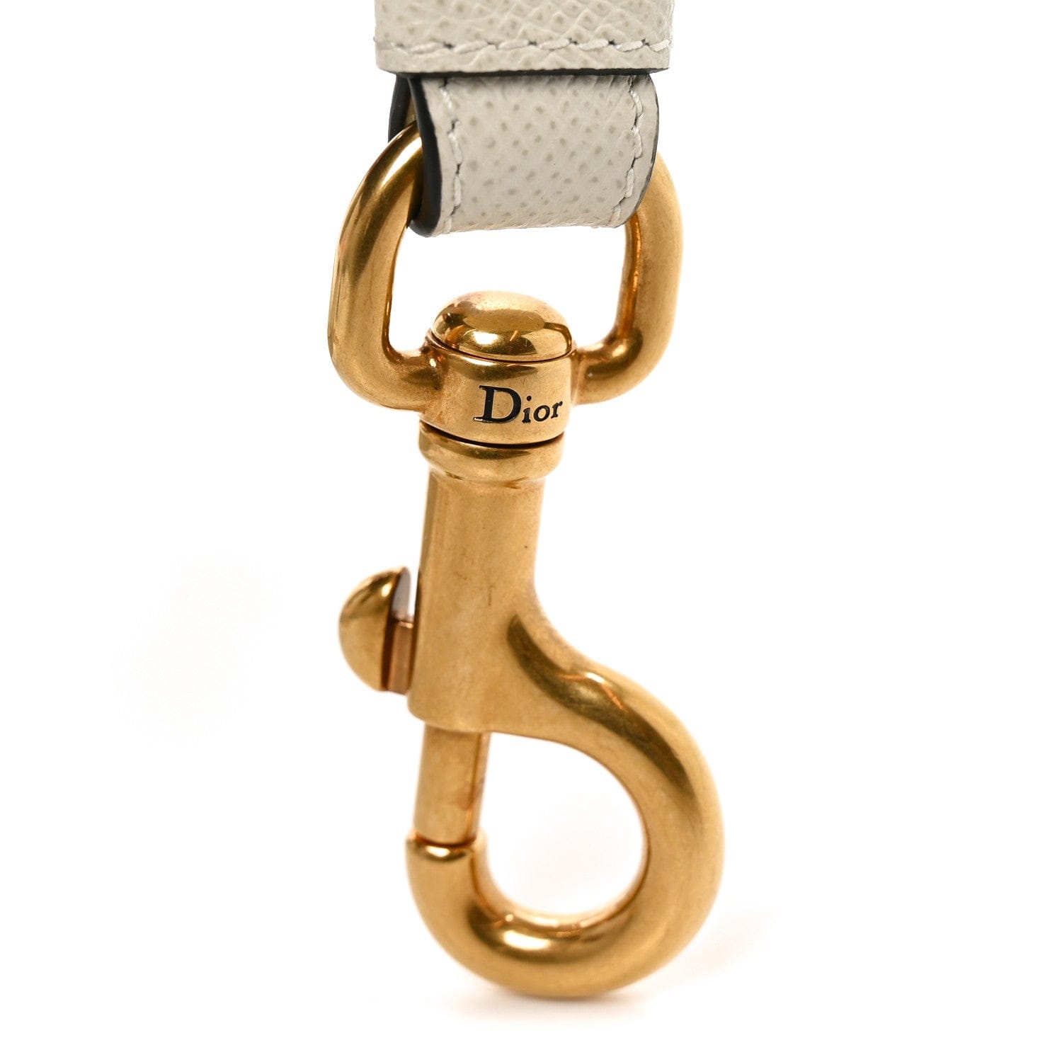 Christian Dior Grained Calfskin Saddle Adjustable Shoulder Strap White