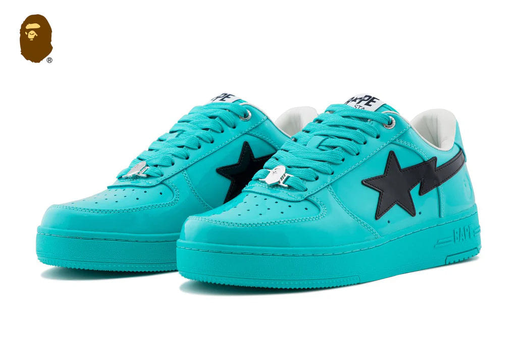BAPE A Bathing Ape Bape Sta #1 Turquoise Blue Black Patent Leather