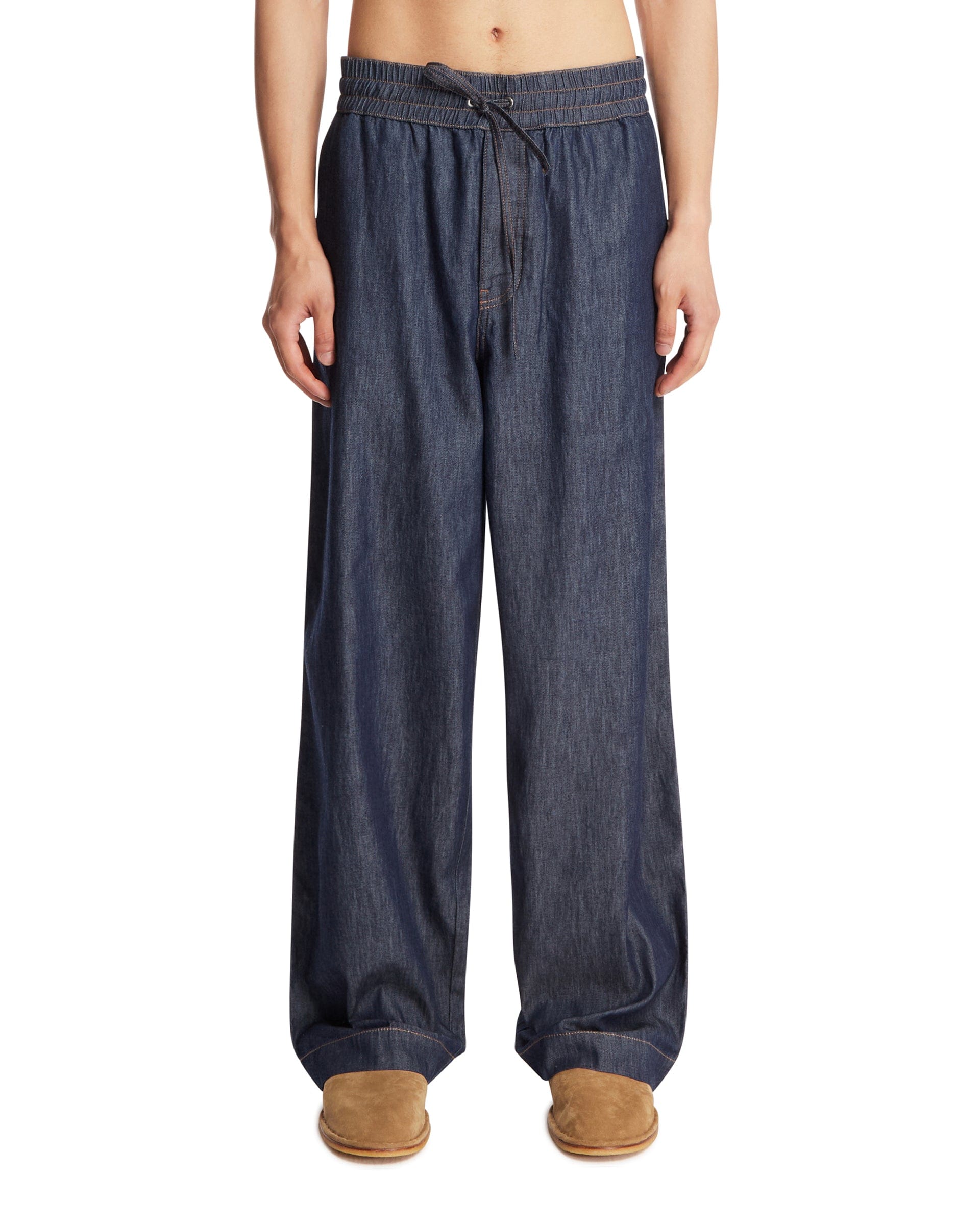 Loewe Pantaloni Anagram In Denim Blu