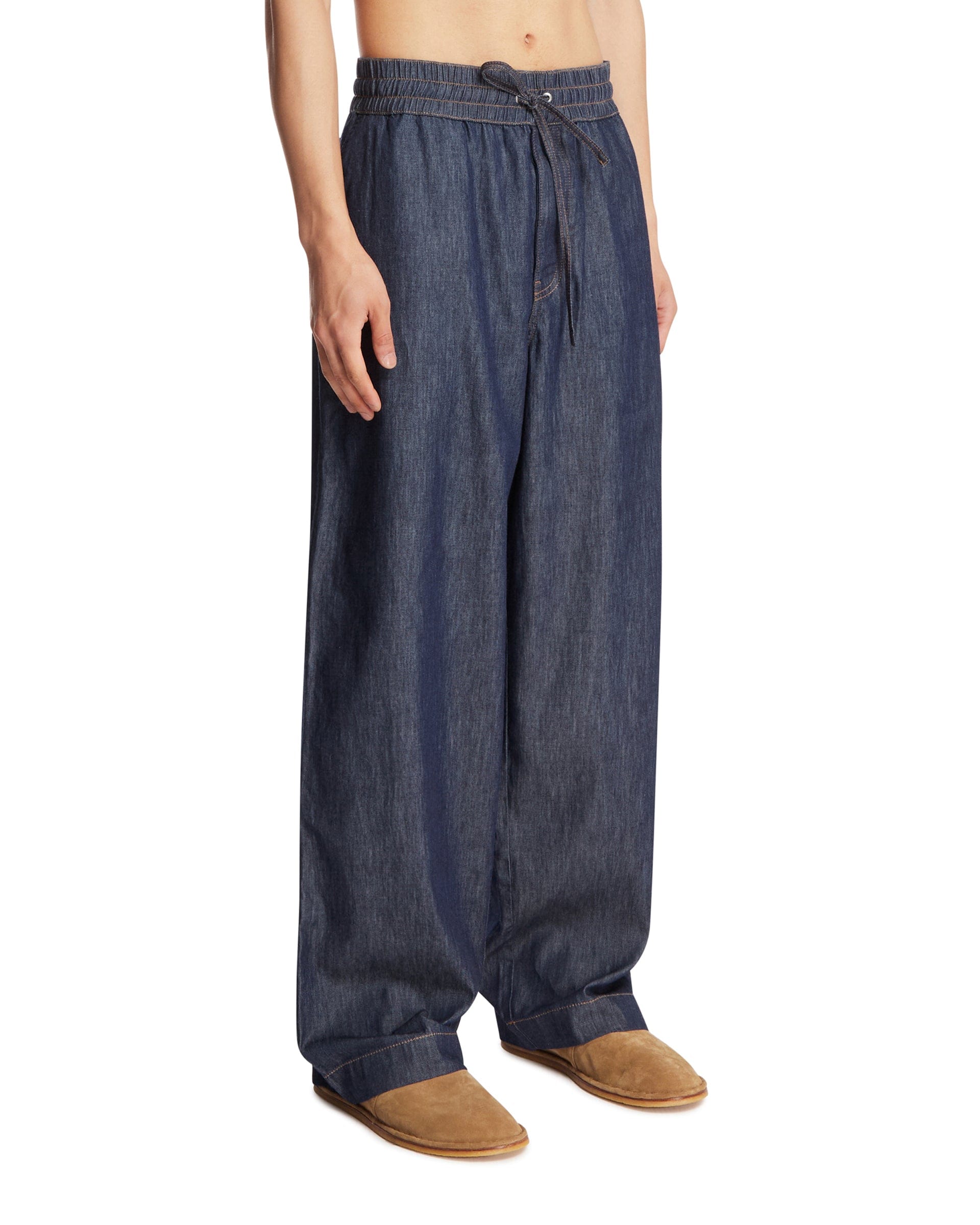 Loewe Pantaloni Anagram In Denim Blu