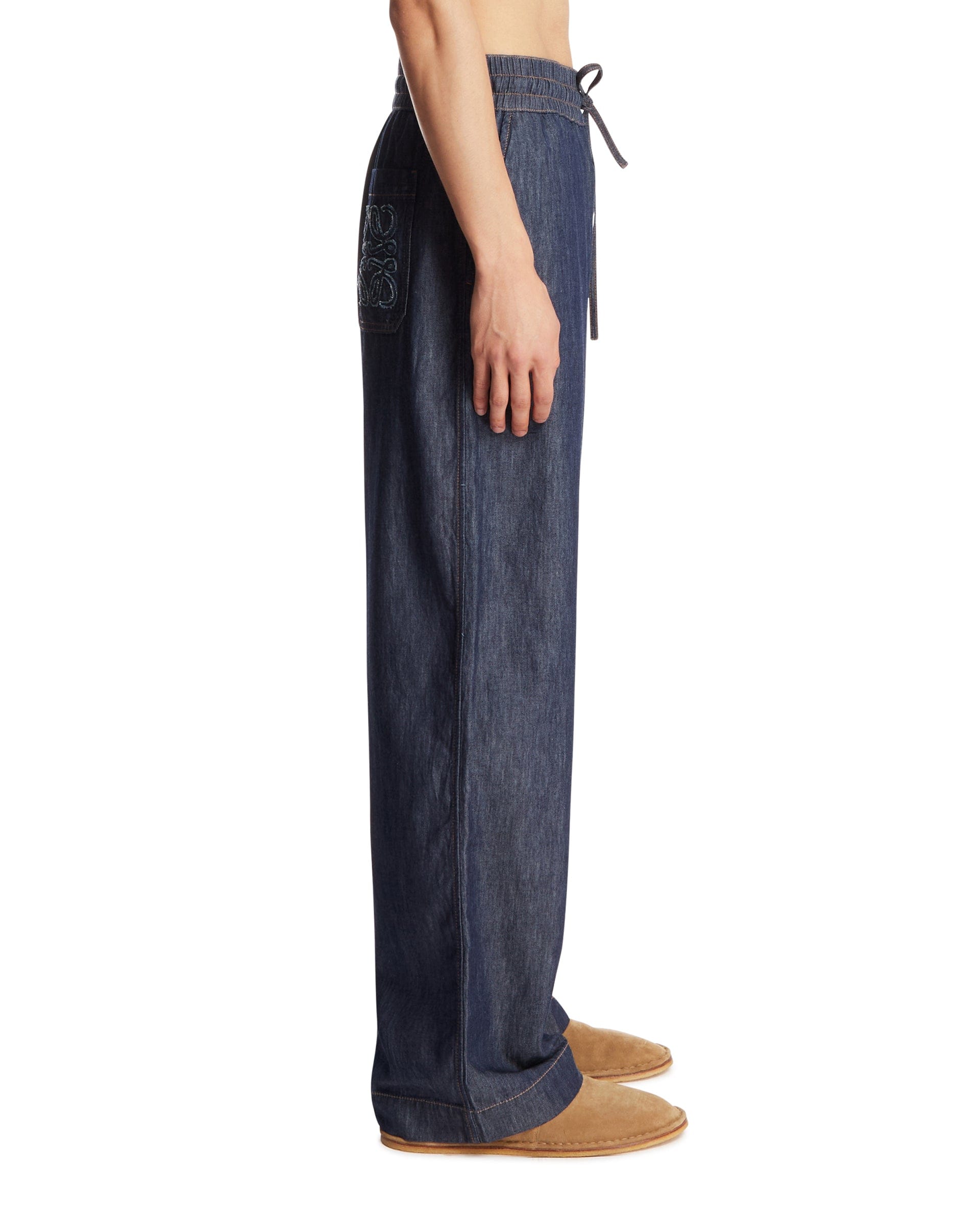 Loewe Pantaloni Anagram In Denim Blu